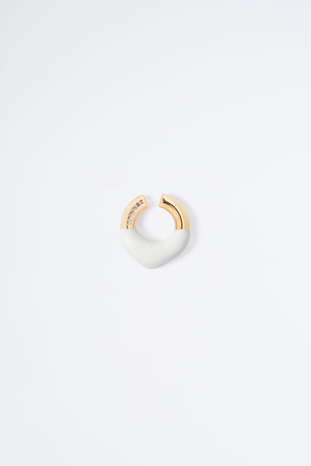 WHITE RUBBERIZED GOLD EARCUFF - 1