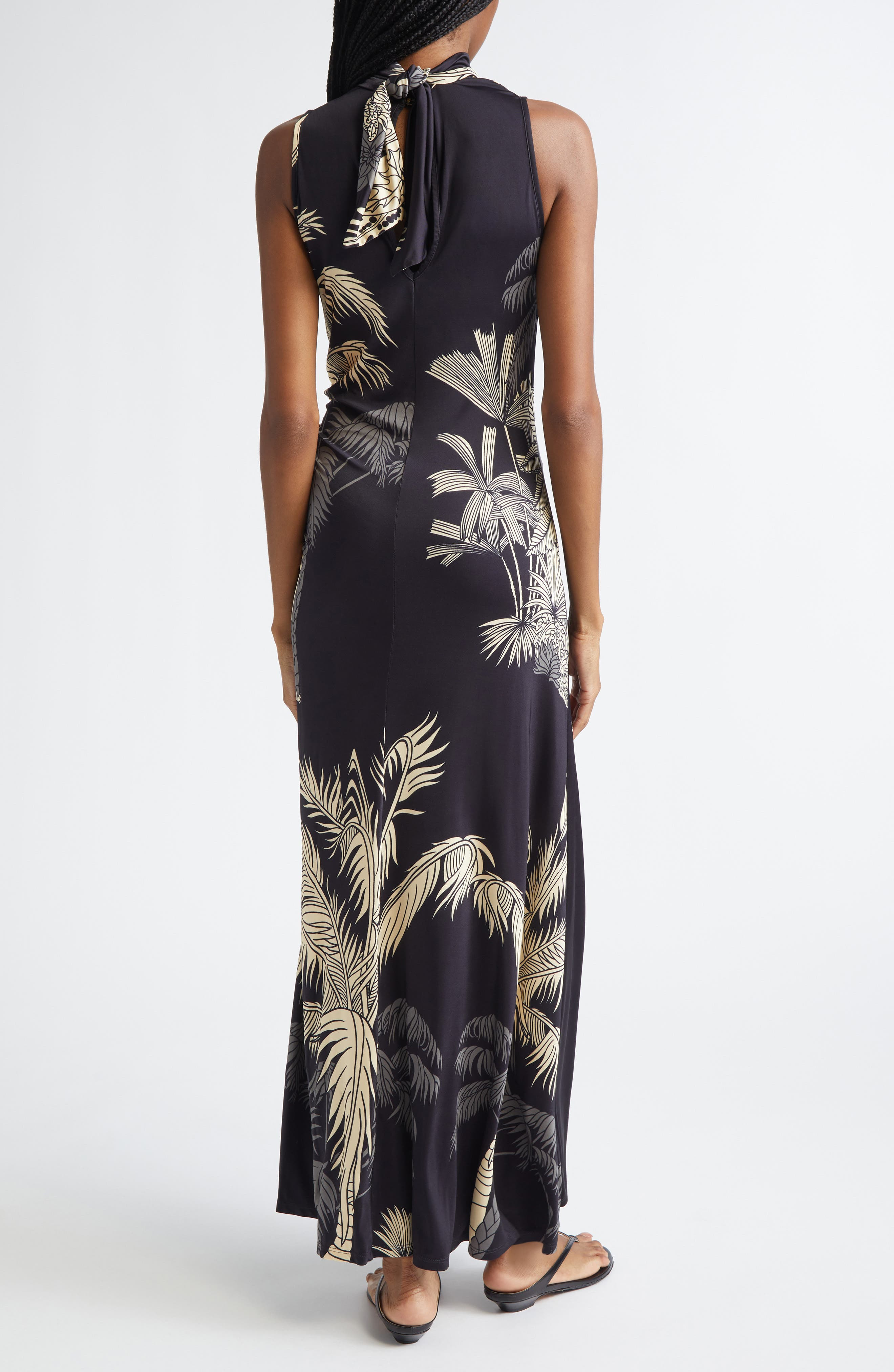 Johanna Ortiz Moon Goddess Sleeveless Jersey Maxi Dress in Black /Ecru at Nordstrom - 2