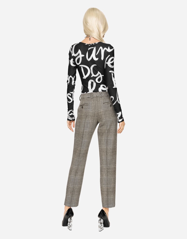 Low-rise glen plaid pants - 3