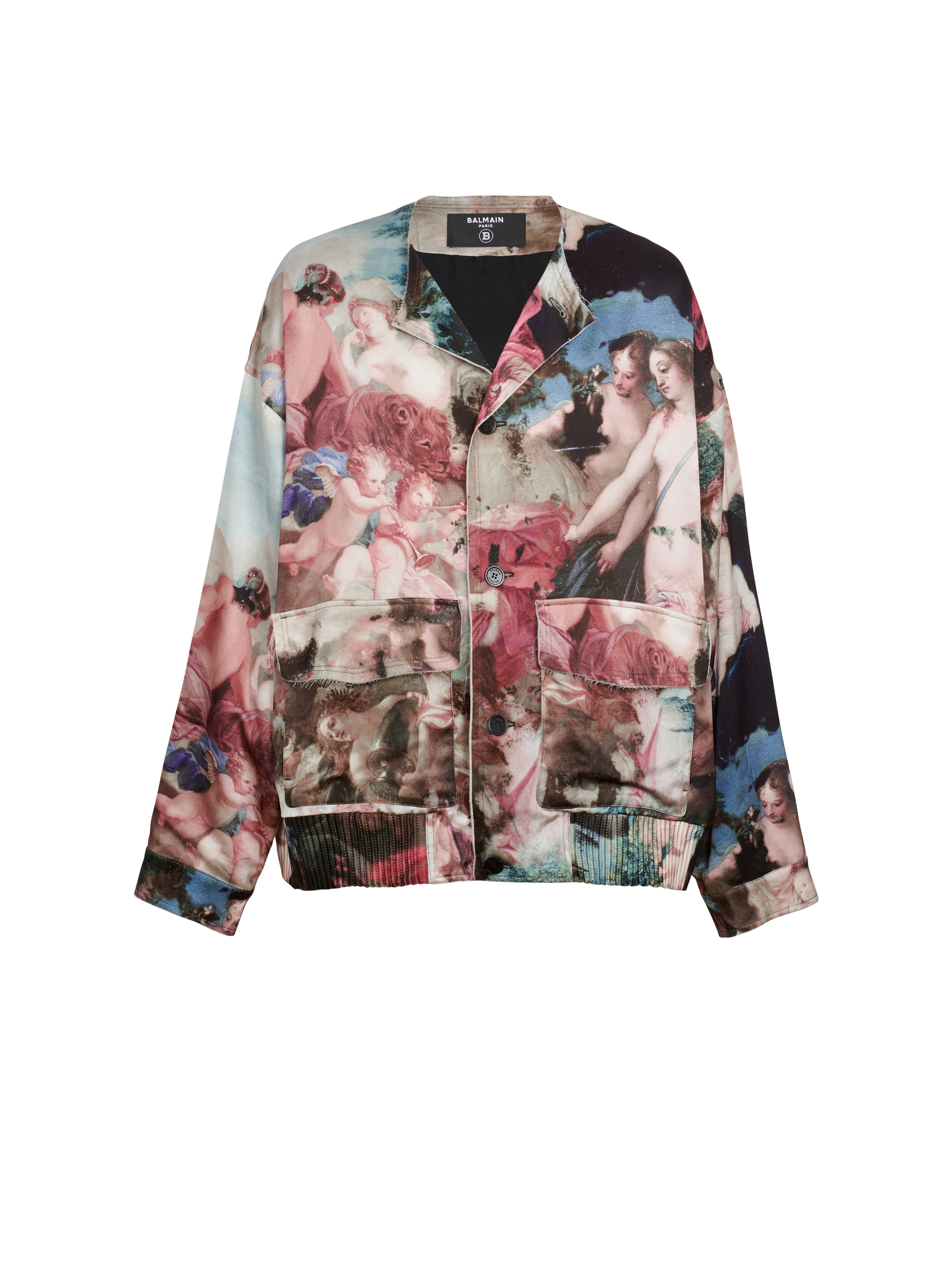 Pastel print satin varsity jacket - 1