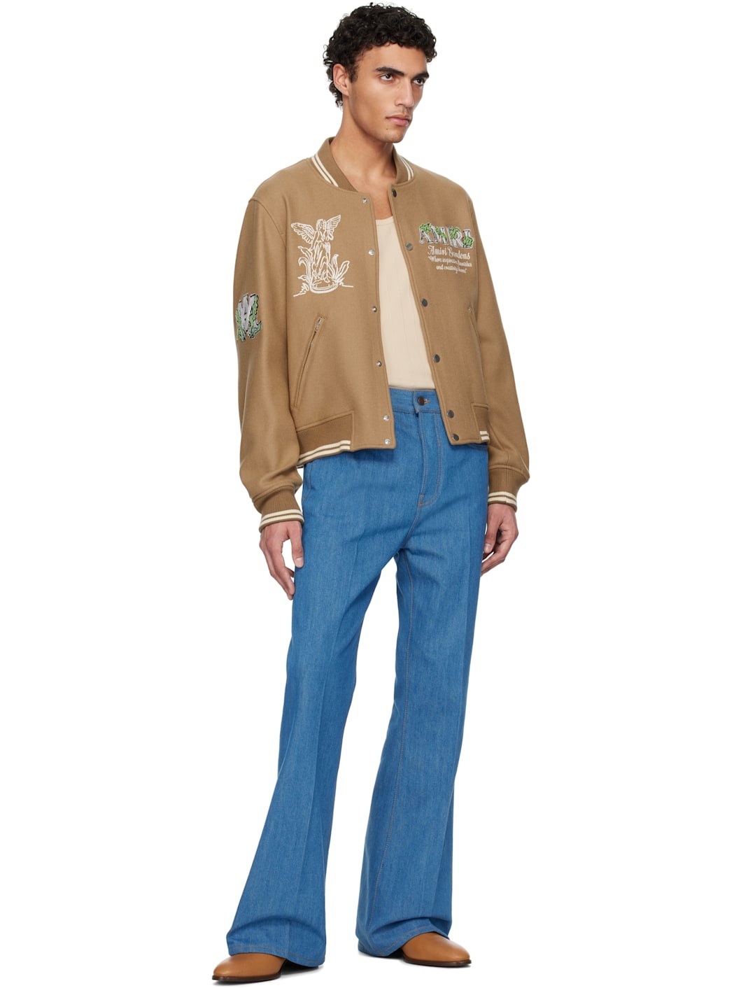 Blue Creased Flare Jeans - 4