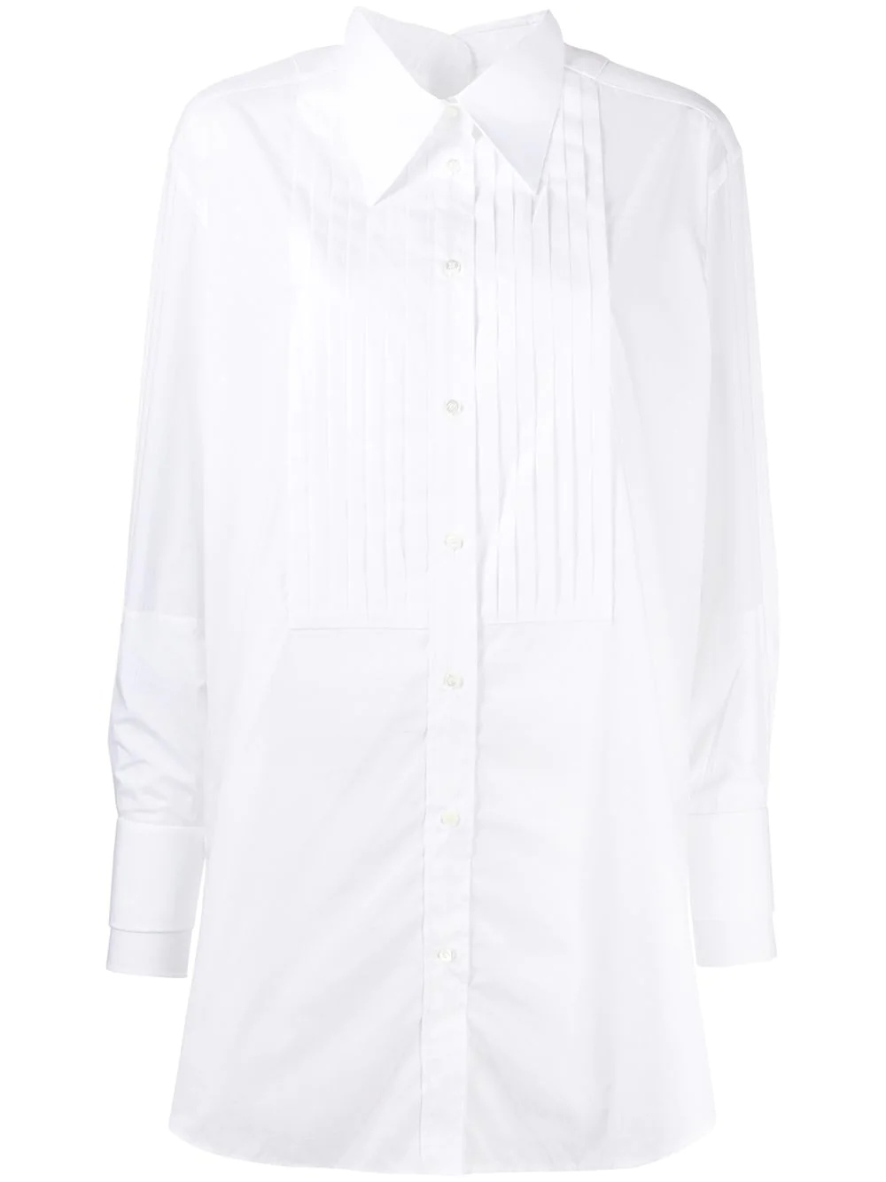 pleat-detail cotton poplin shirt - 1