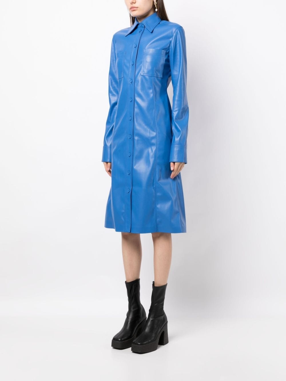 faux-leather long-sleeve dress - 3