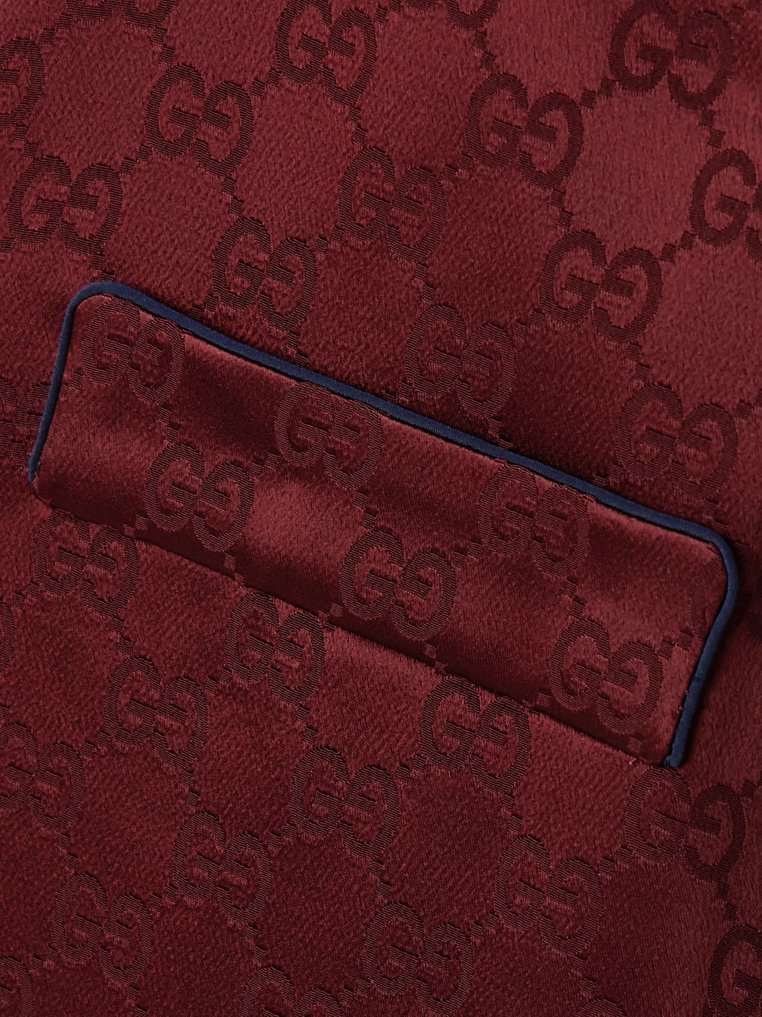 Tie-front satin-jacquard shirt Red - 5