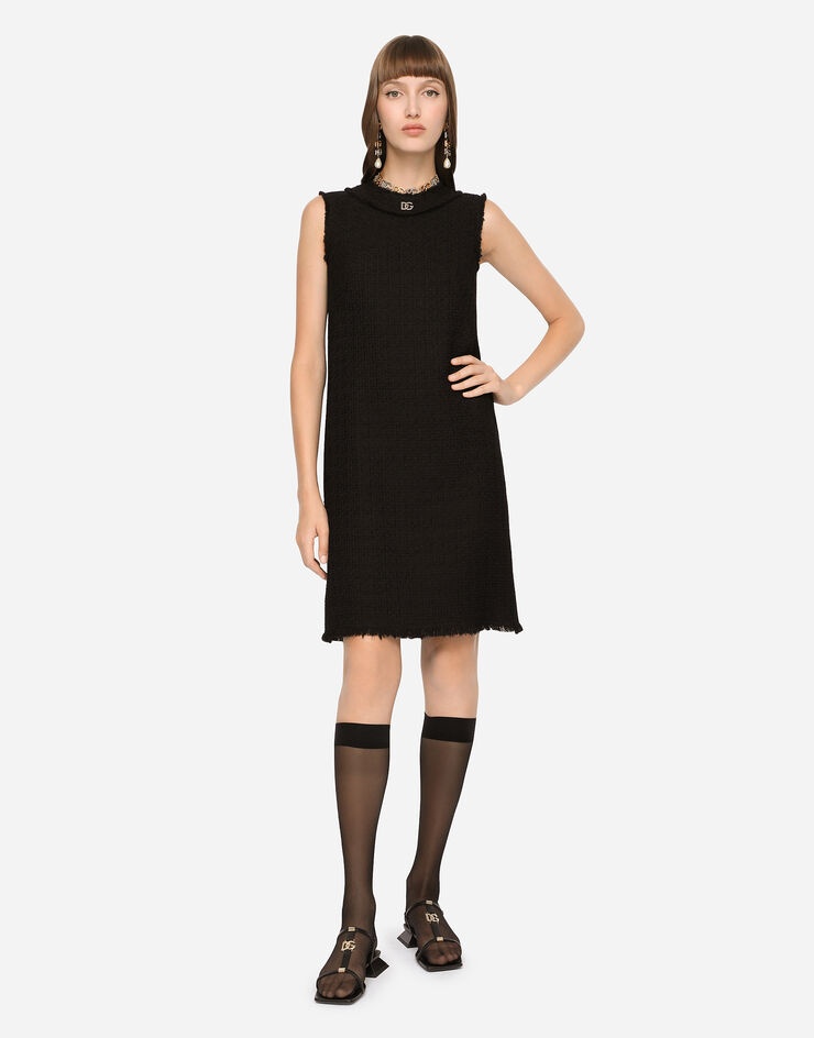 Raschel tweed calf-length dress with DG logo - 4