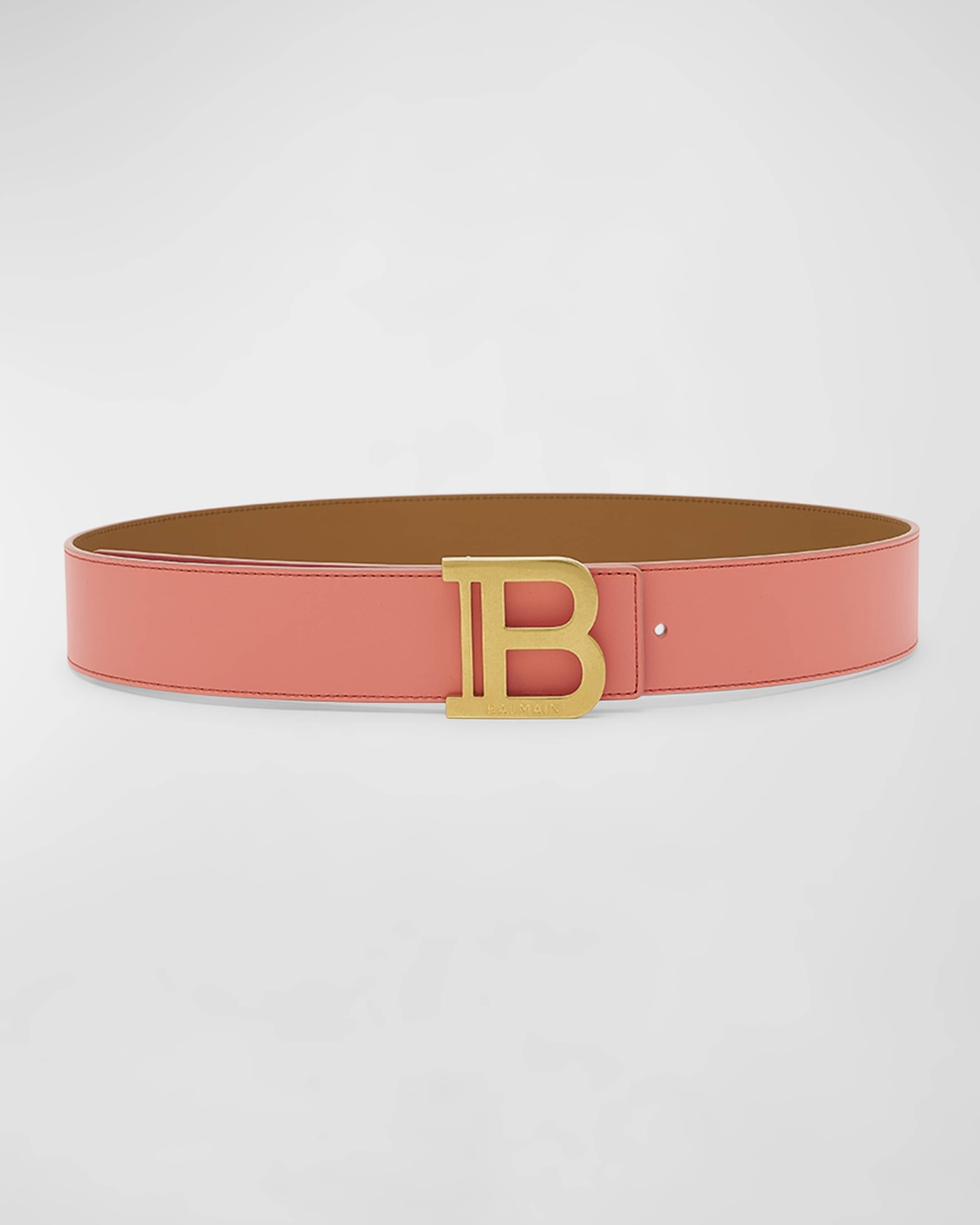 Balmain B-Monogram Reversible Leather Skinny Belt