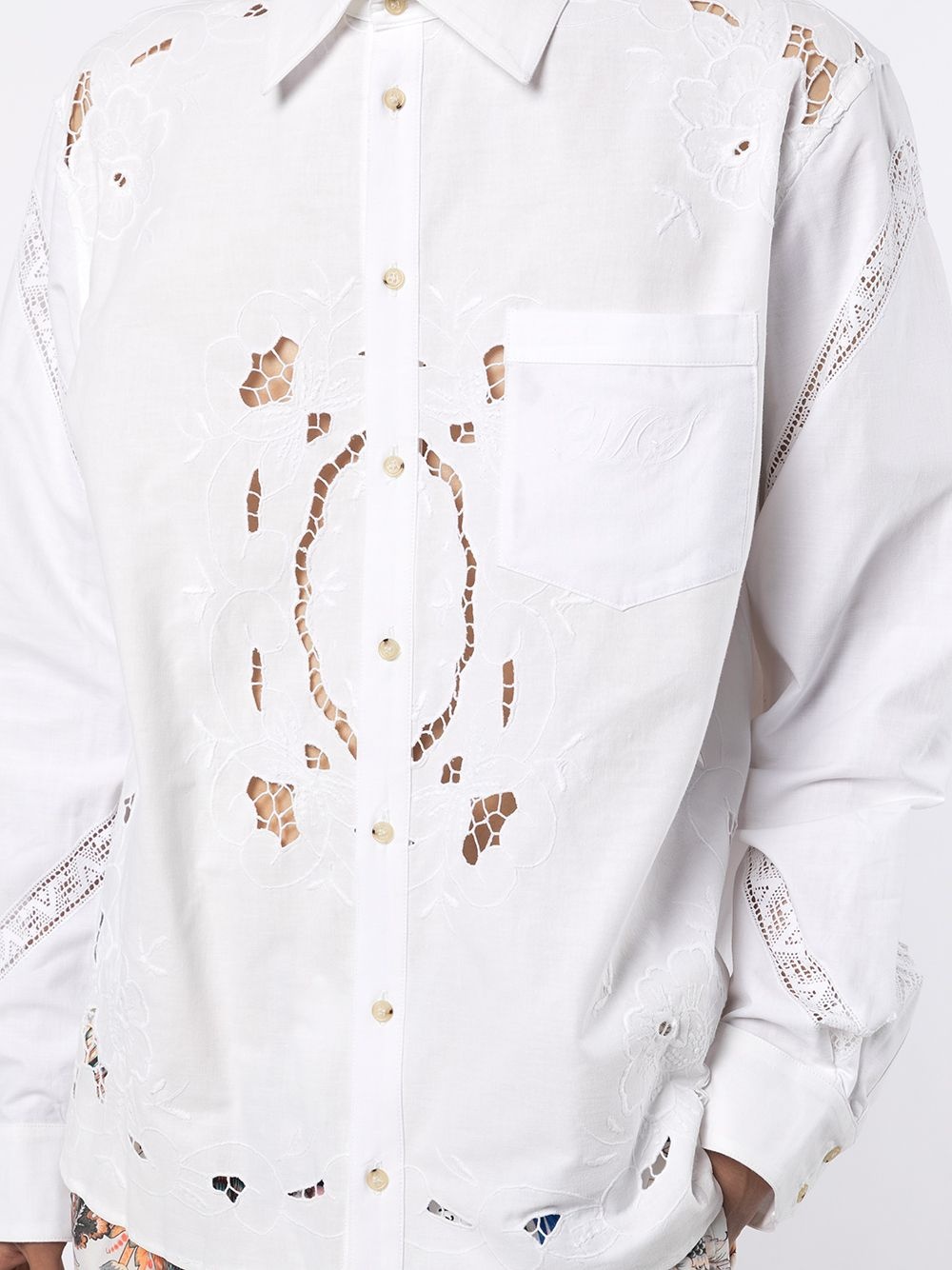 floral embroidered cut-out shirt - 5