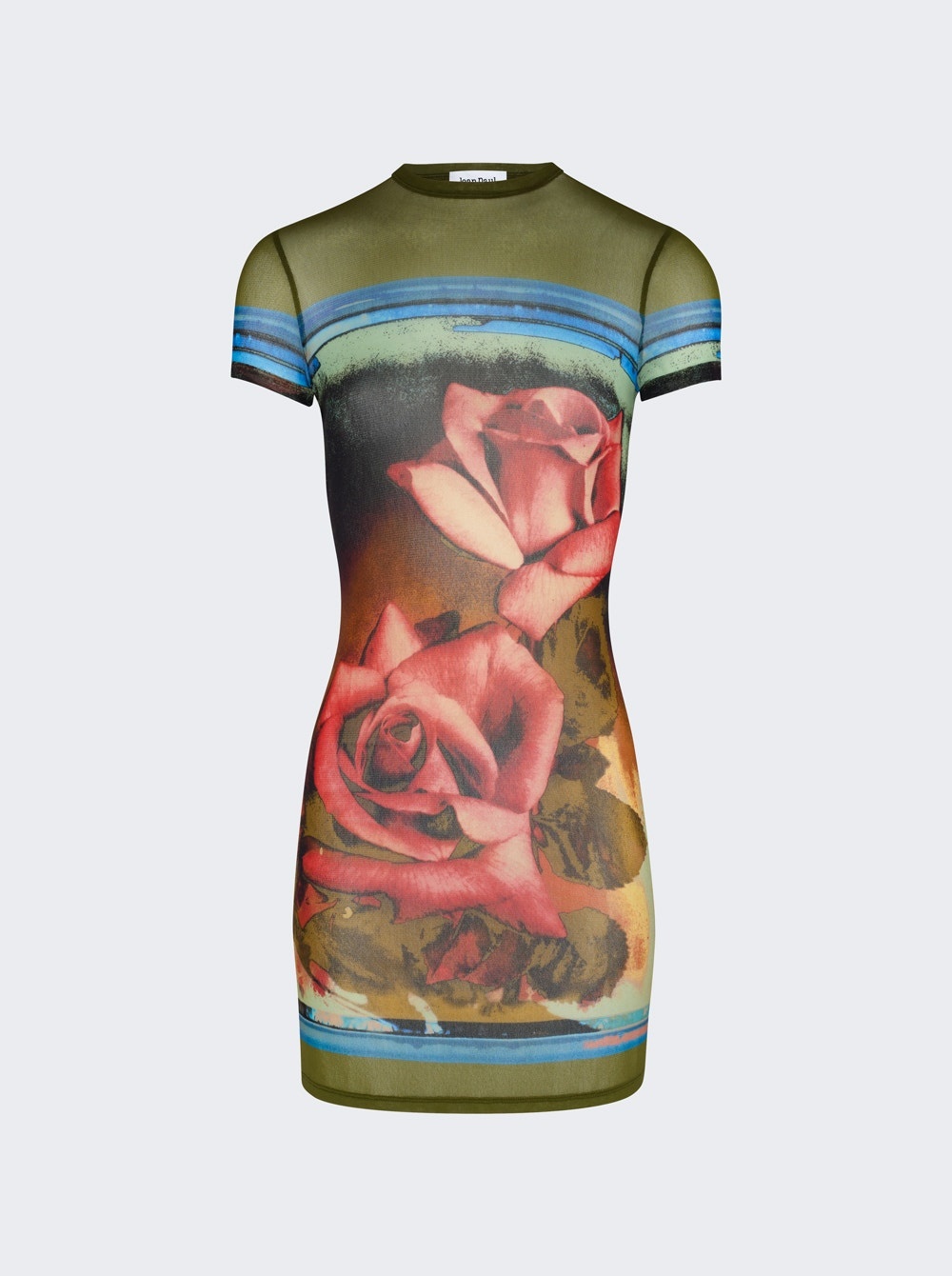 TrÈs Gaultier #1 Rose Printed Mini Dress Green And Red - 1