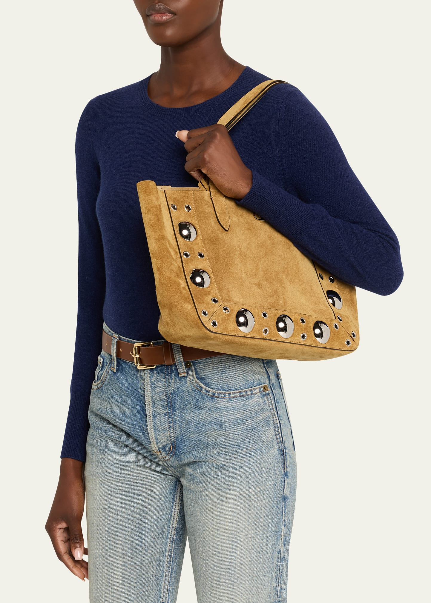 Nellcote Medium Studded Suede Tote Bag - 2