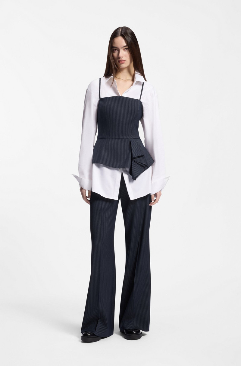 HUGO PINSTRIPE TOP WITH PEPLUM HEM outlook