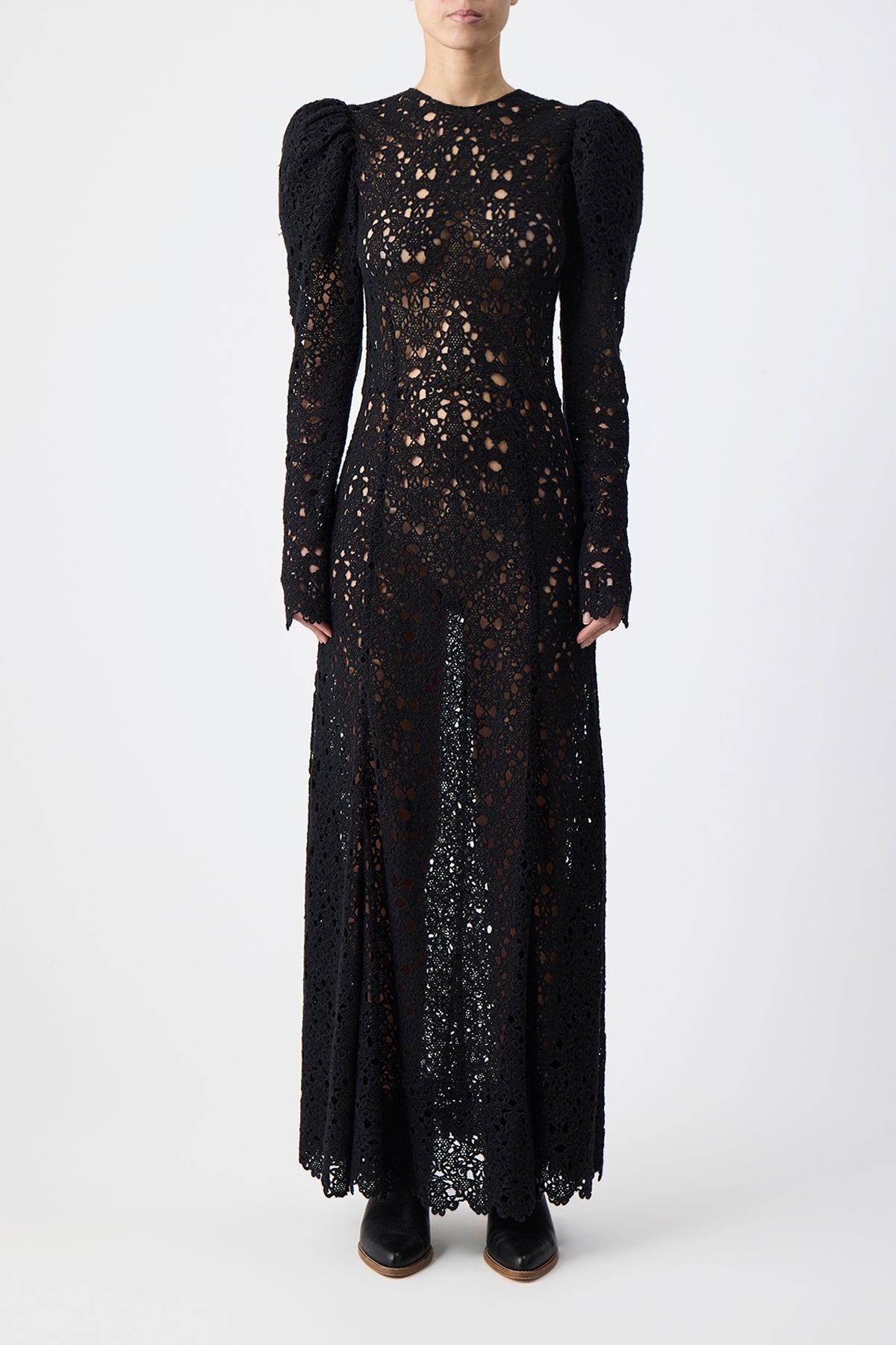 Lana Dress in Black Cashmere Lace - 5