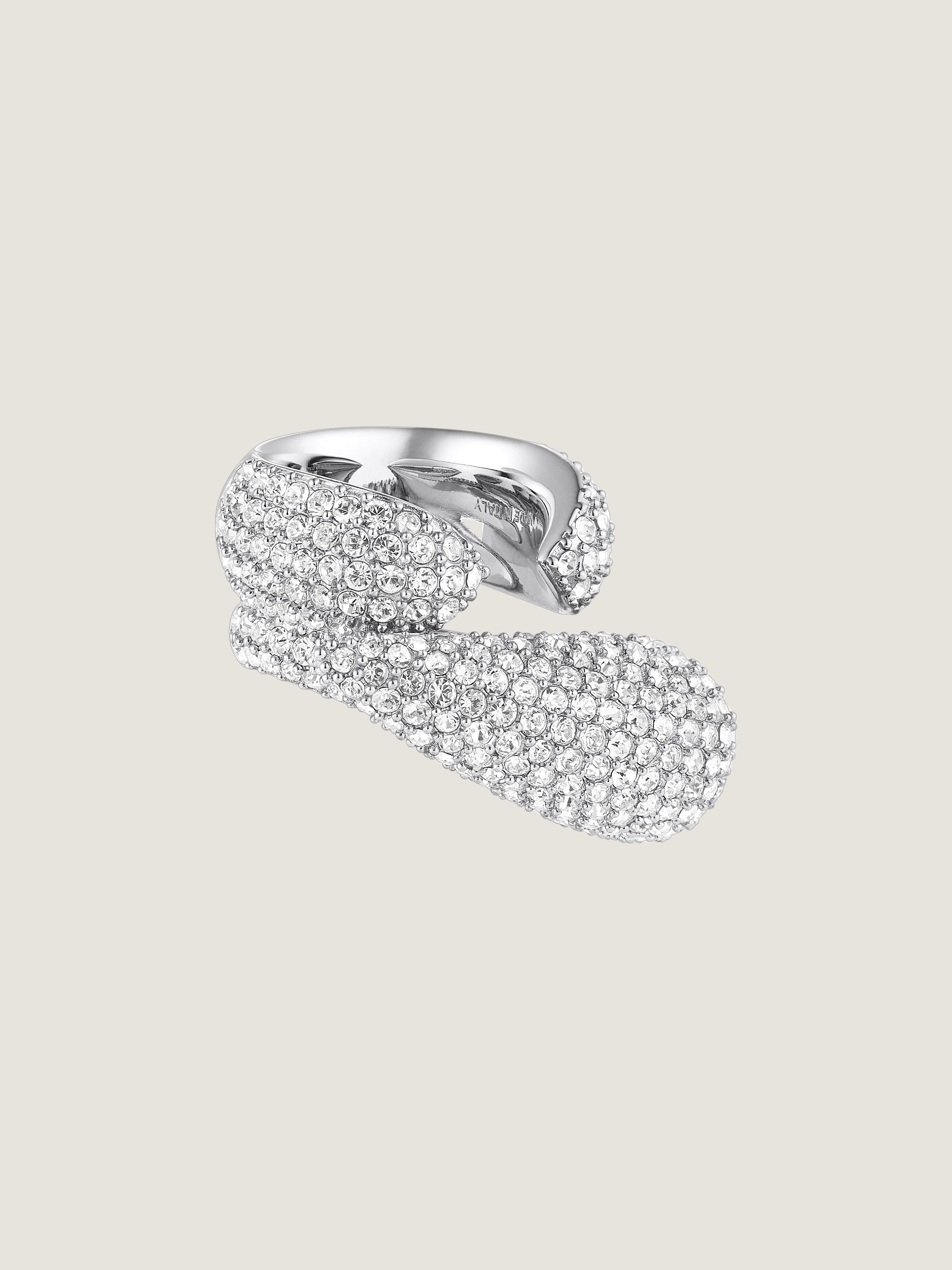 FELINE RING IN METAL WITH CRYSTALS - 2