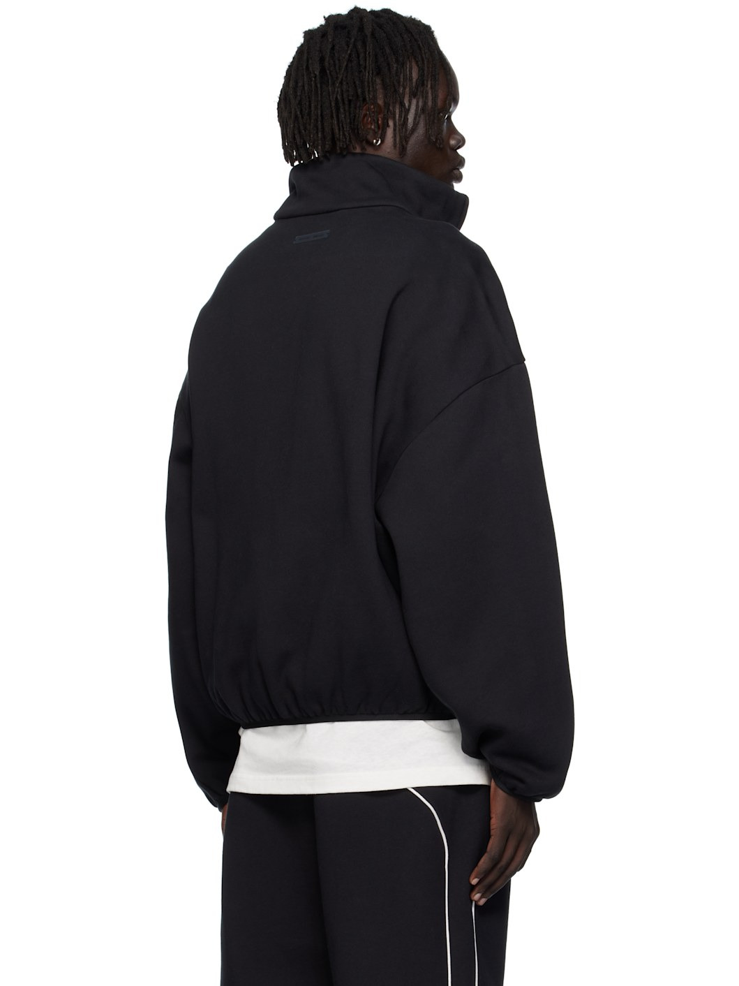 Black Modern Fit Fleece Track Jacket - 3
