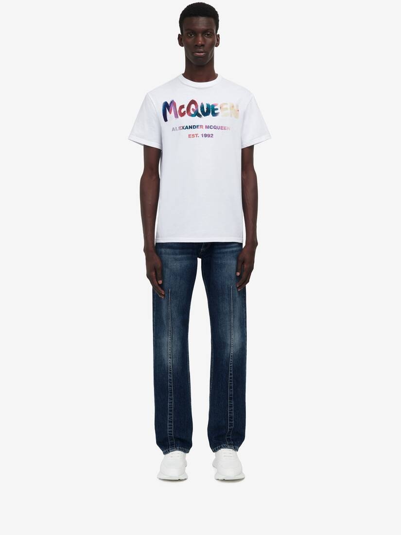 Men's McQueen Graffiti T-shirt in White/multicolor - 2