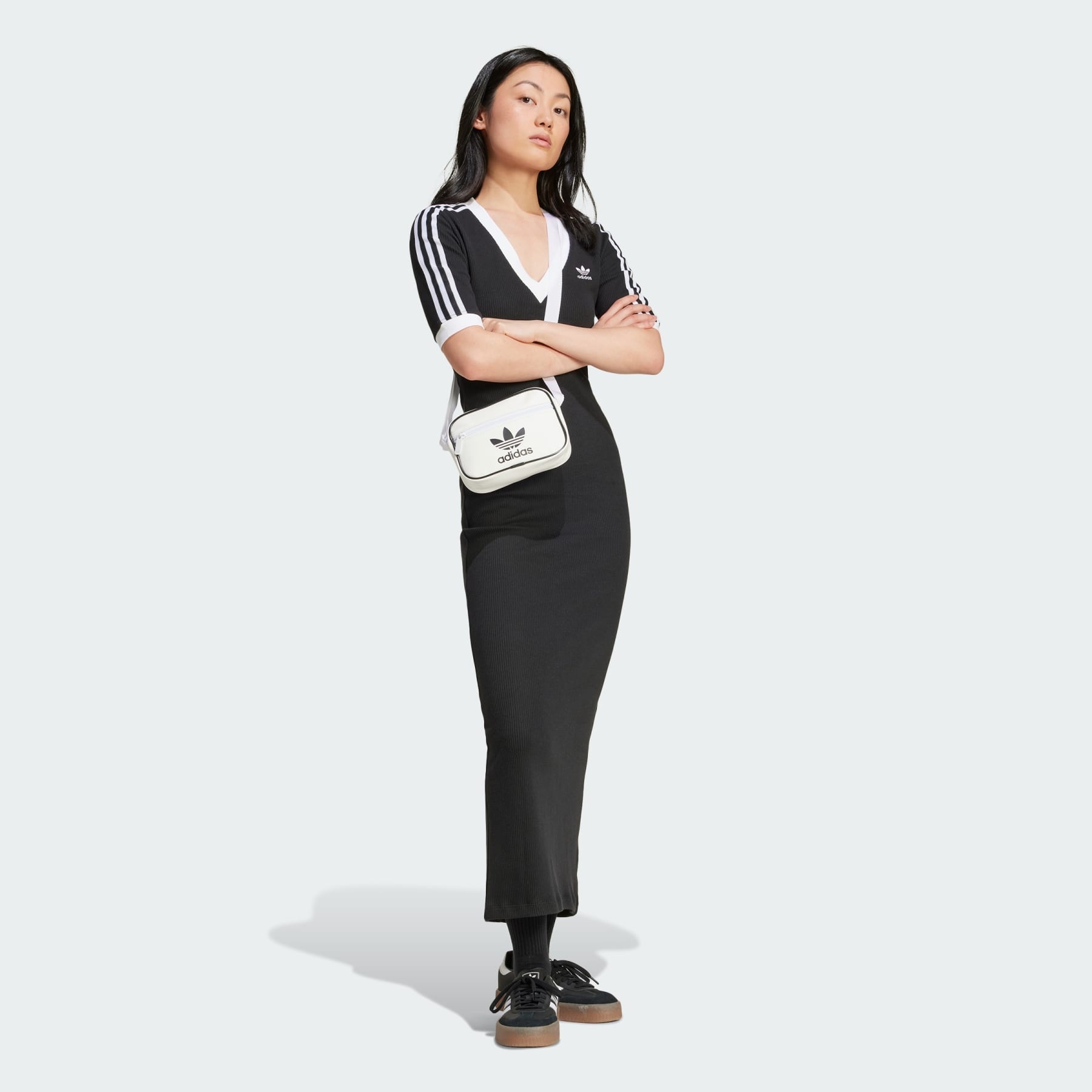 Adicolor 3-Stripes Knit V-Neck Dress - 4