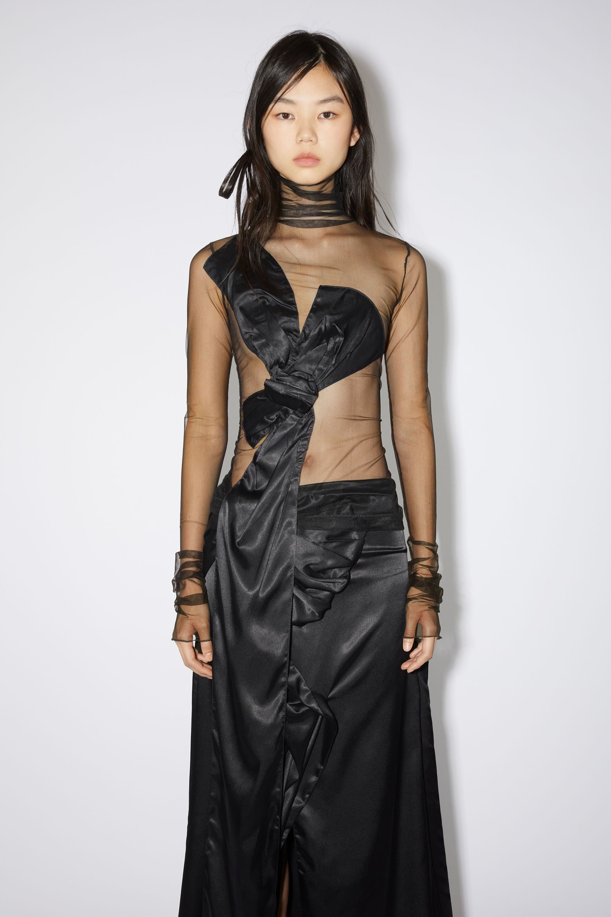 Draped bow top - Black - 2
