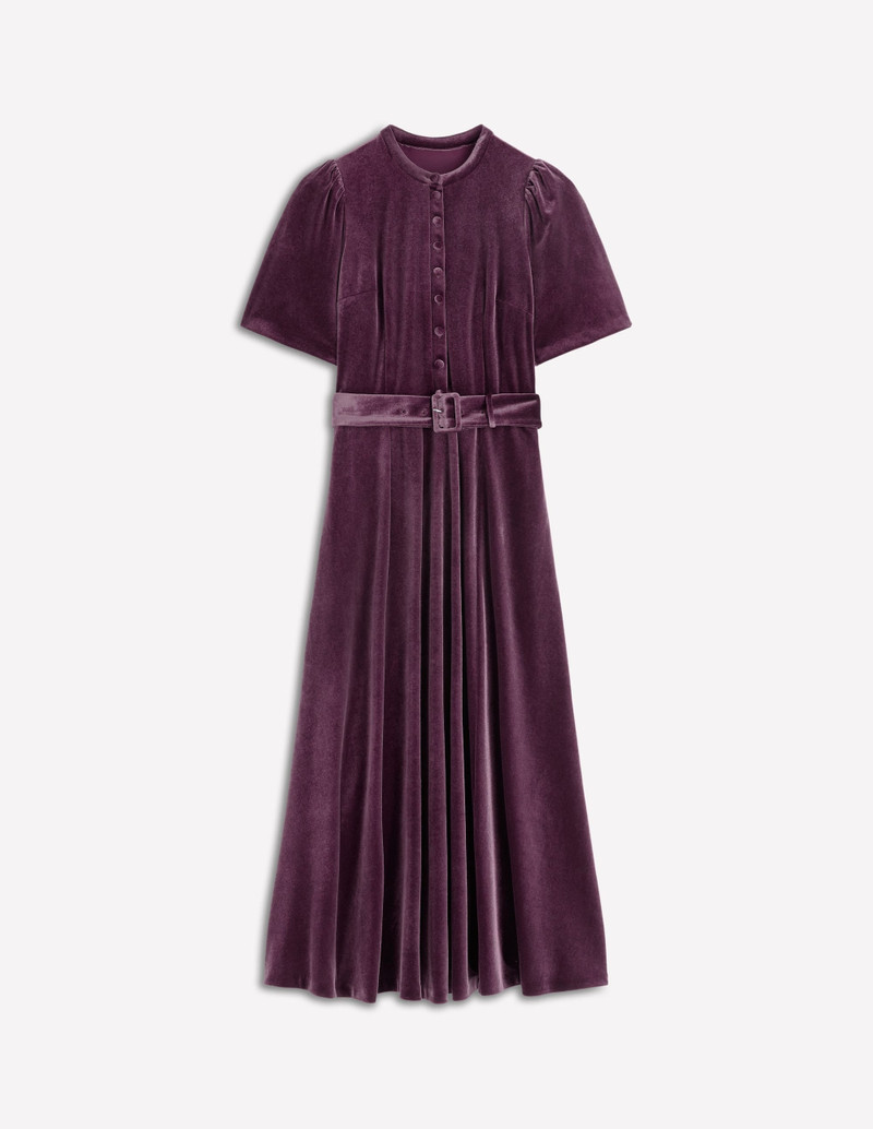 Kate Velvet Shirt Dress-Dark Cherry 1