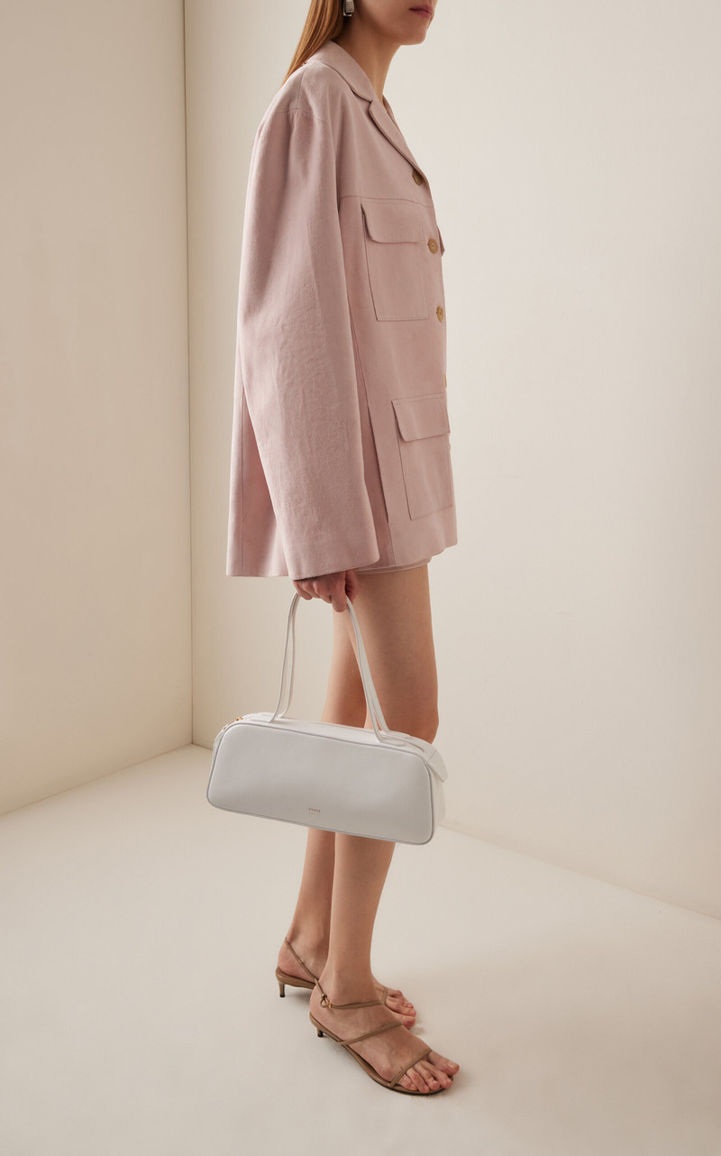 KHAITE Simona Crackled Patent Leather Shoulder Bag white outlook