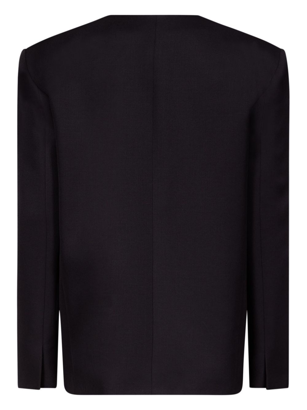 crystal-brooch collarless blazer - 6