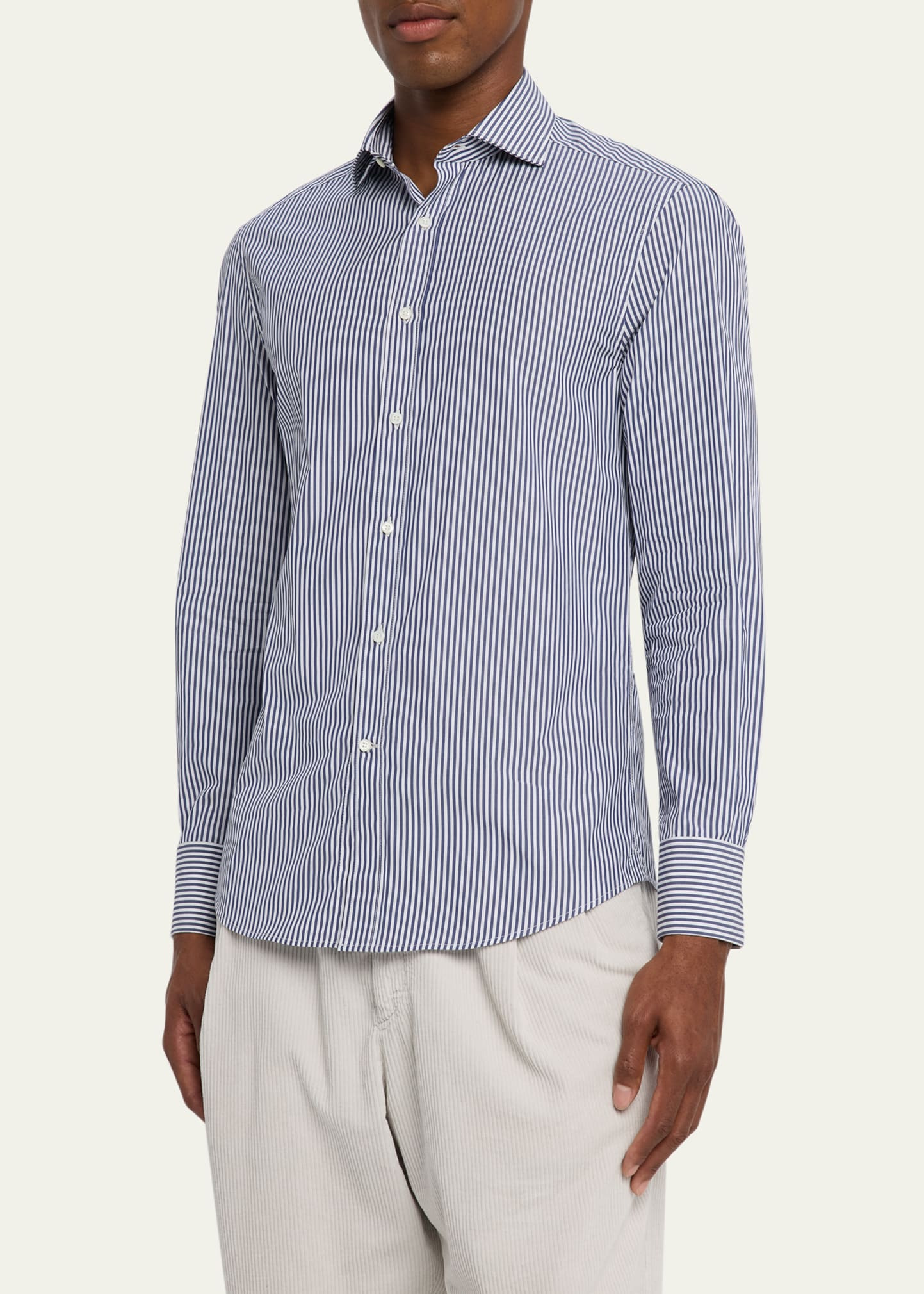 Men's Narrow Striped Long-Sleeve Shirt - 4
