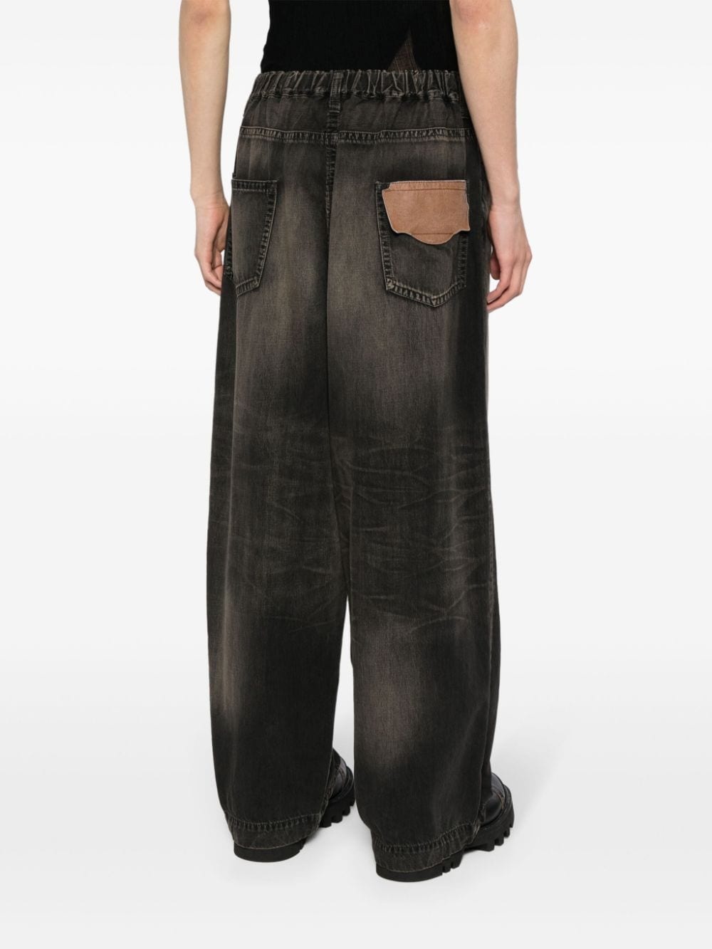 contrasting panel mid-rise wide-leg jeans - 4