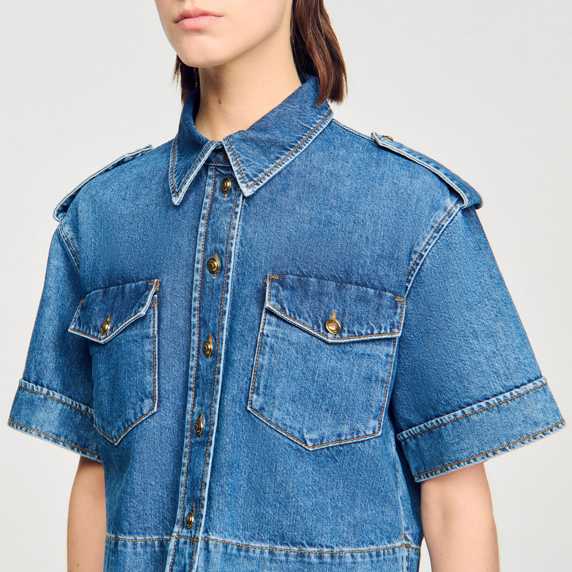 CROPPED DENIM SHIRT - 3