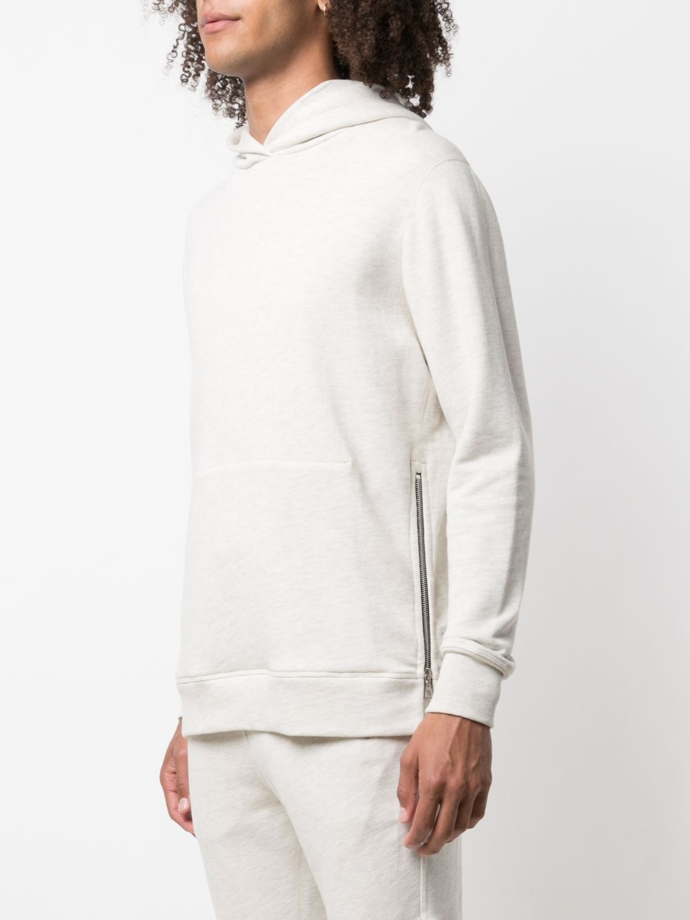 zip-detail cotton hoodie - 3