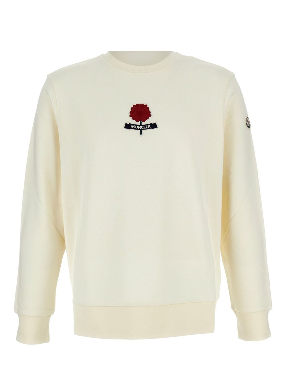 flower-embellished crew-neck sweatshirt - 1