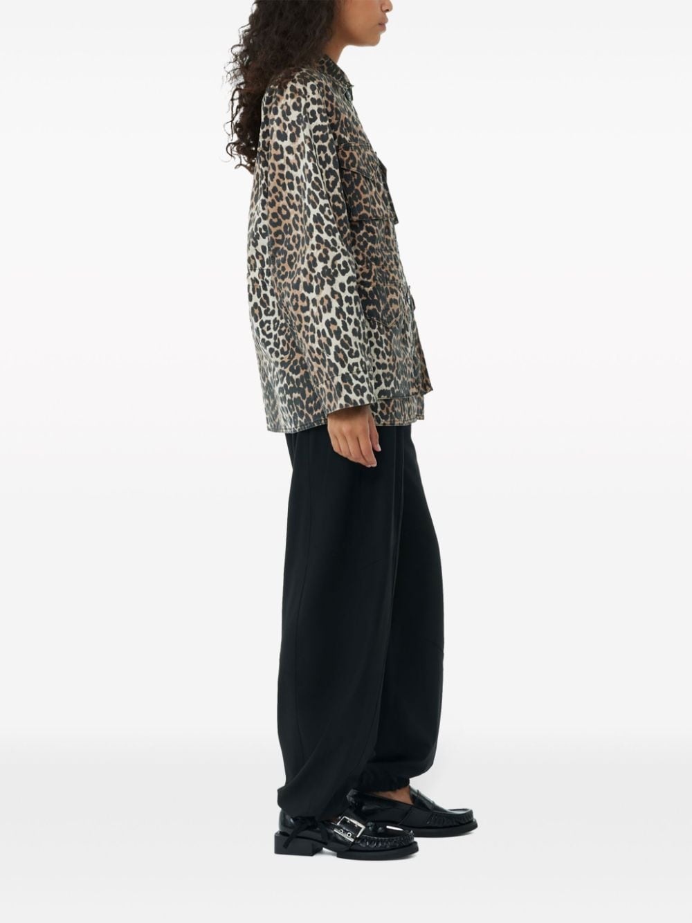 leopard-print canvas shirt jacket - 3