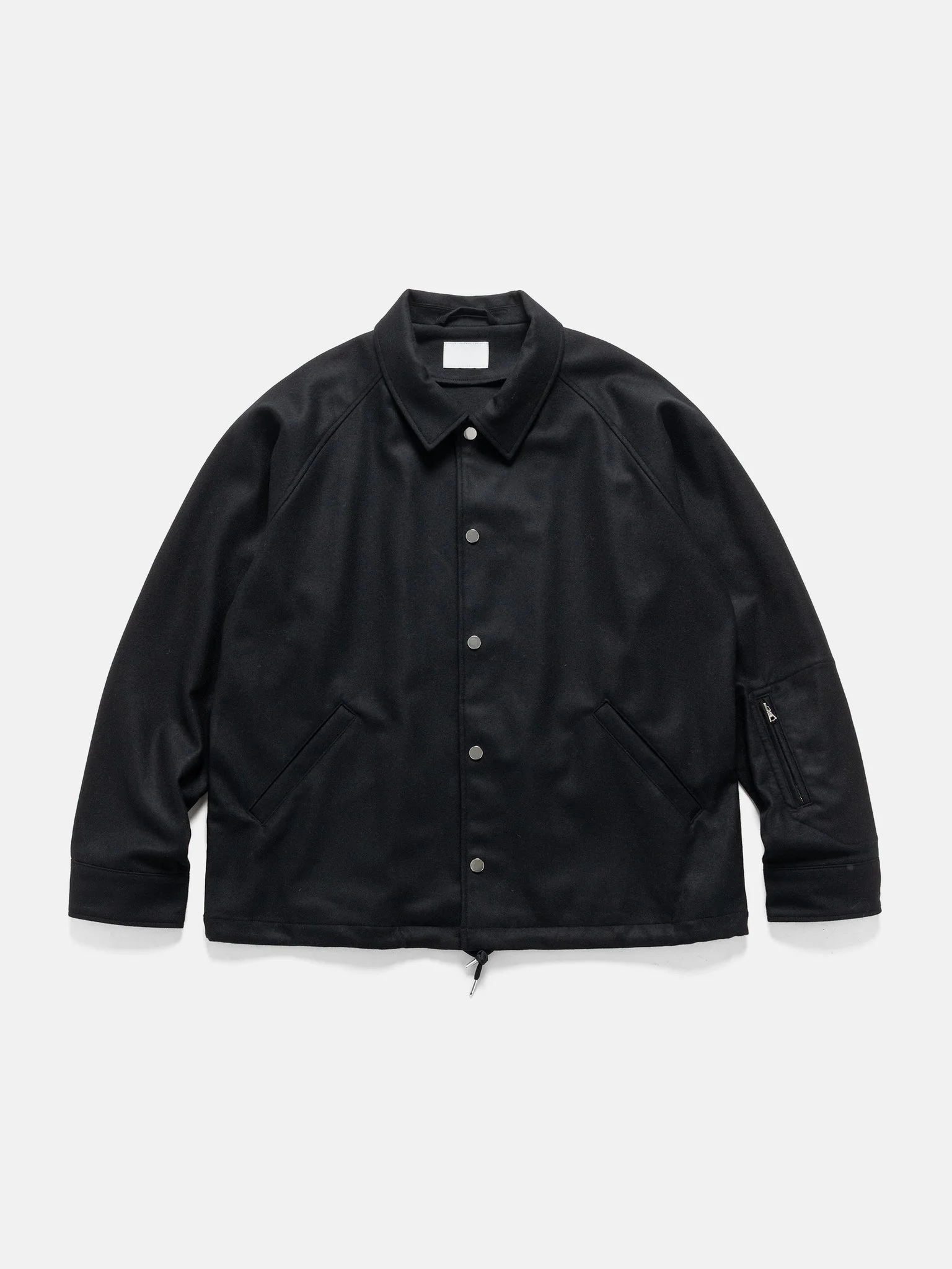 Light Melton Wool Coach Jacket Black - 1