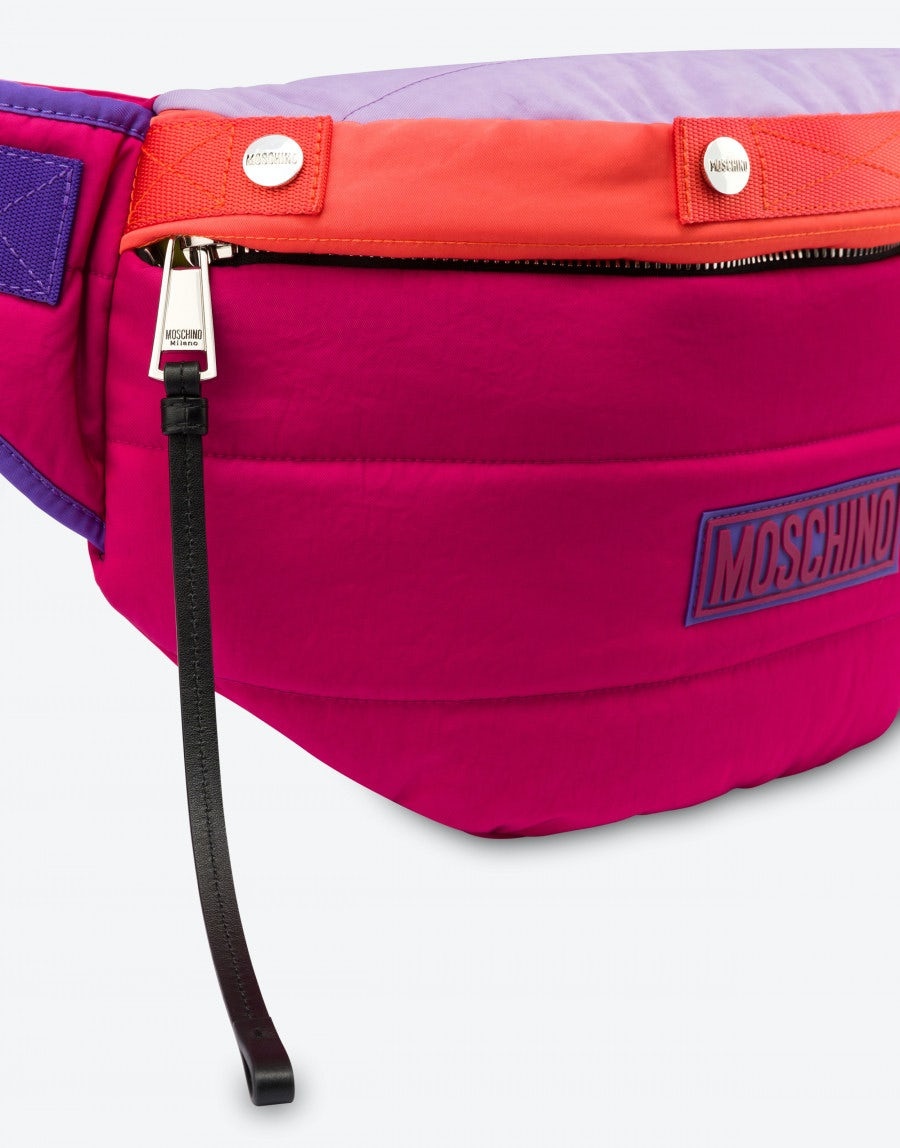 LARGE COLOUR-BLOCK NYLON BELT BAG - 4
