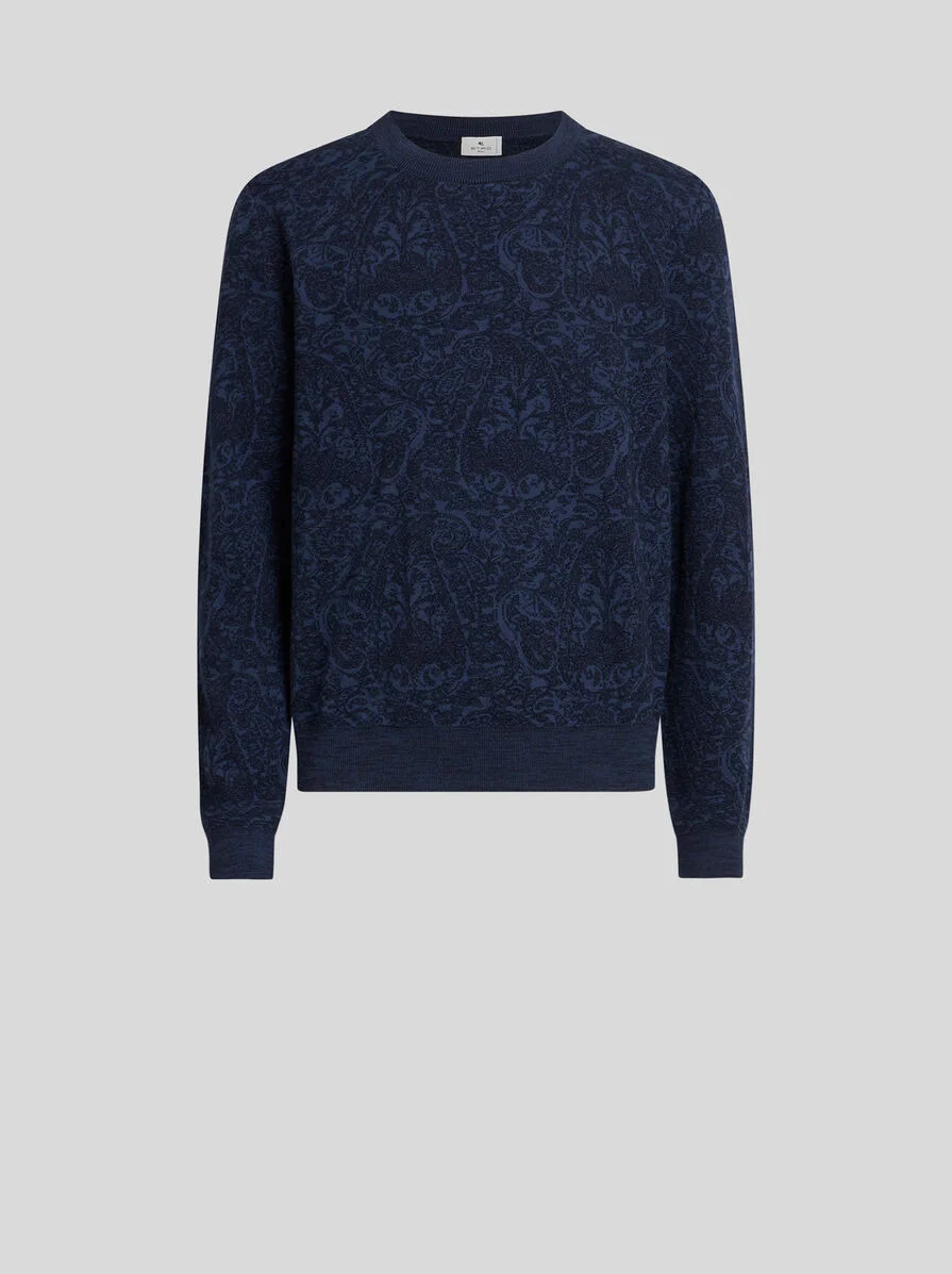 WOOL AND COTTON JACQUARD JUMPER - 1
