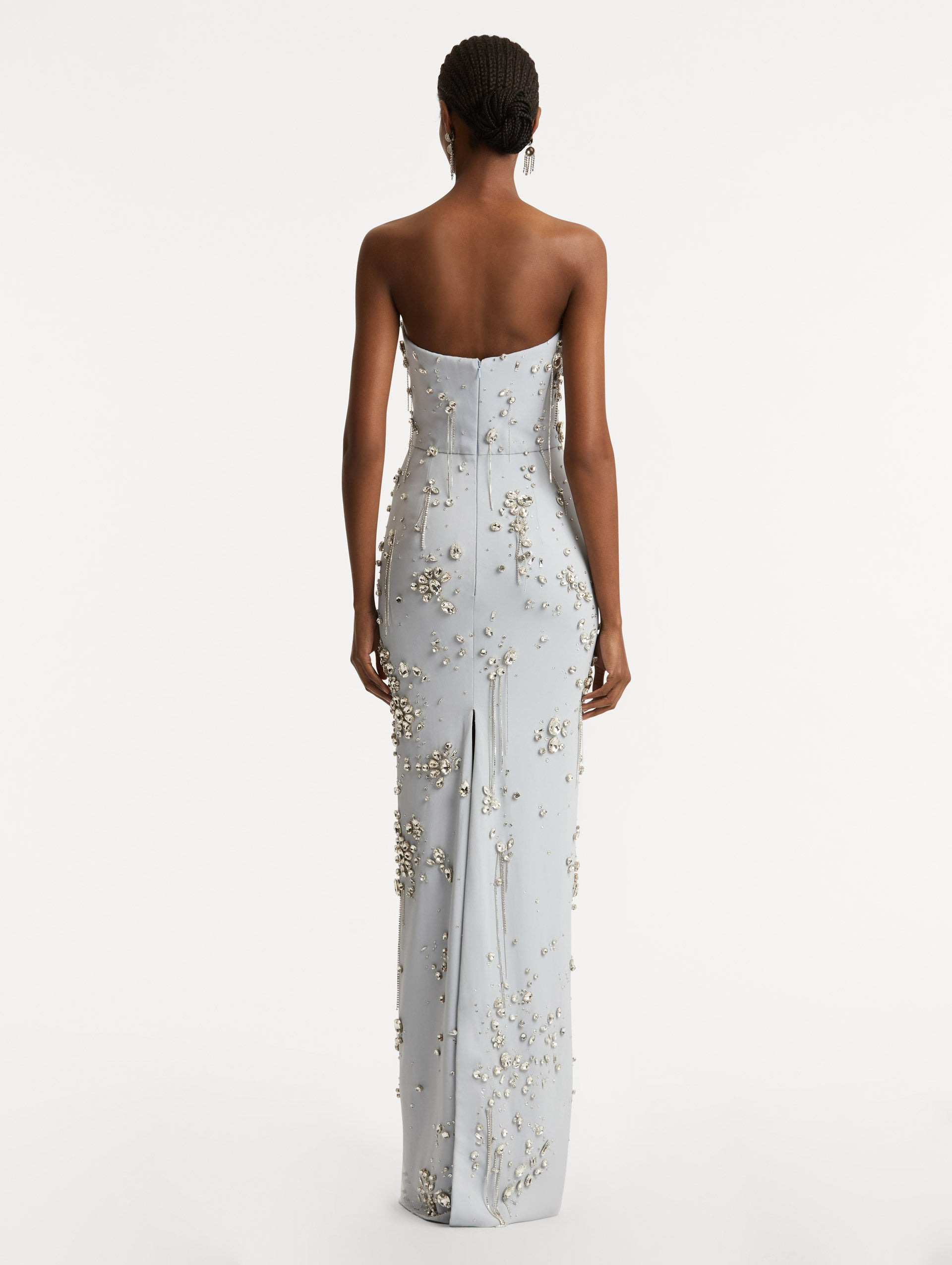 CRYSTAL CLUSTER EMBROIDERED STRAPLESS GOWN - 3