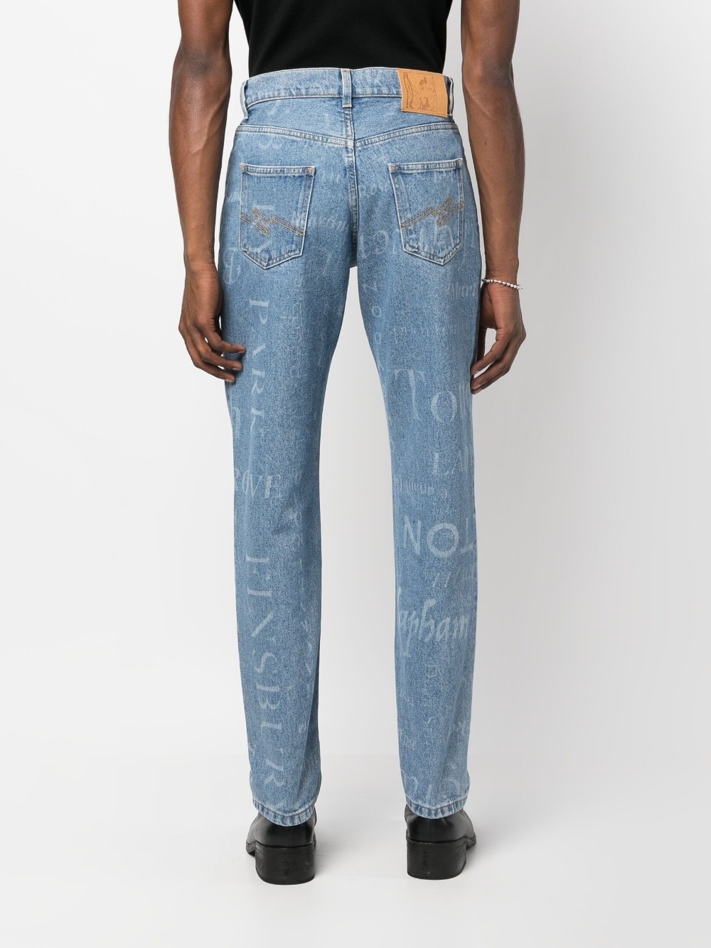 printed straight leg jeans - 4