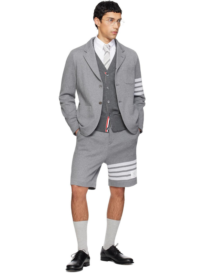 Thom Browne Gray Double Face Knit 4-Bar Bermuda Shorts outlook