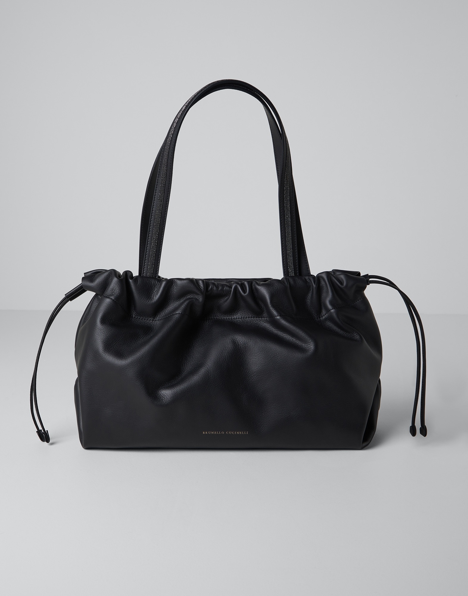 Matte calfskin shopper bag with shiny handles - 1