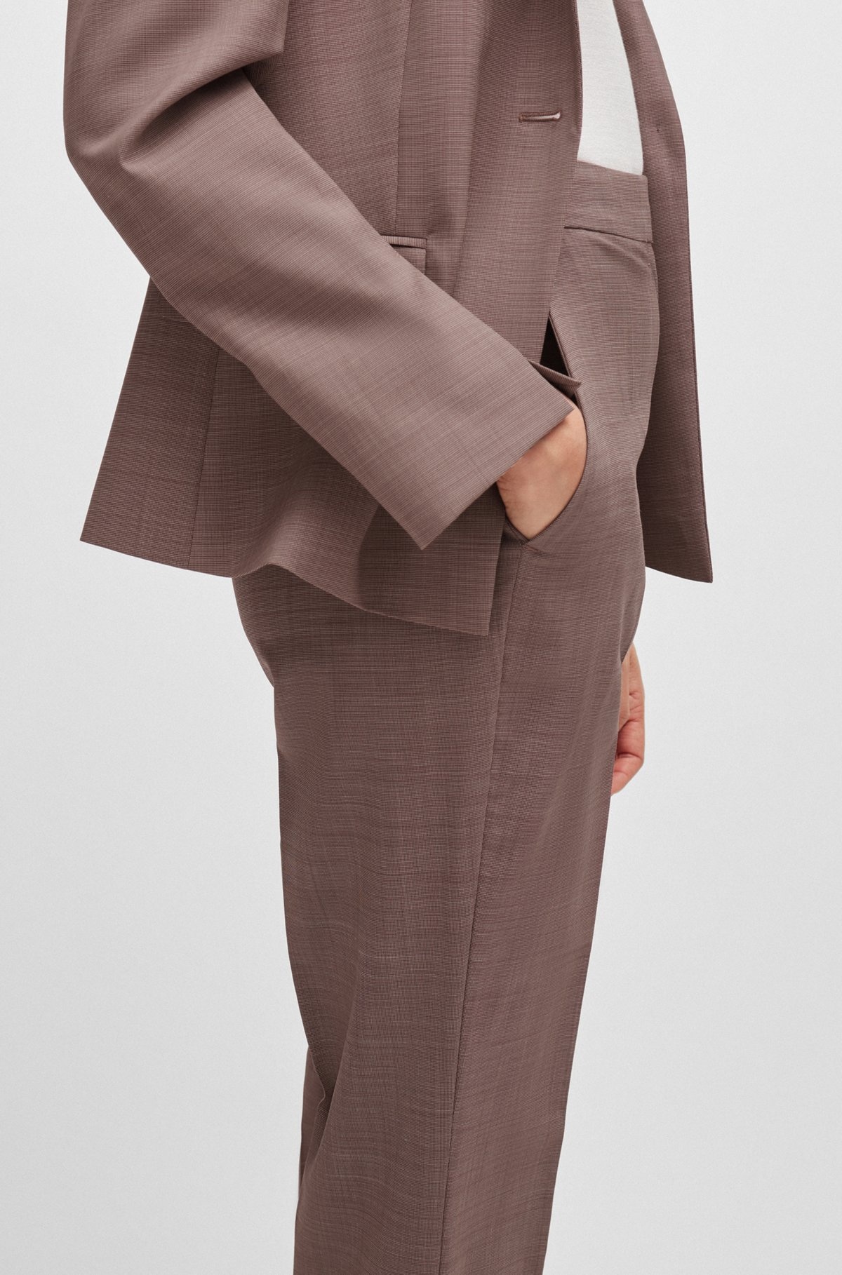SLIM-FIT TROUSERS IN ITALIAN VIRGIN-WOOL SHARKSKIN - 5