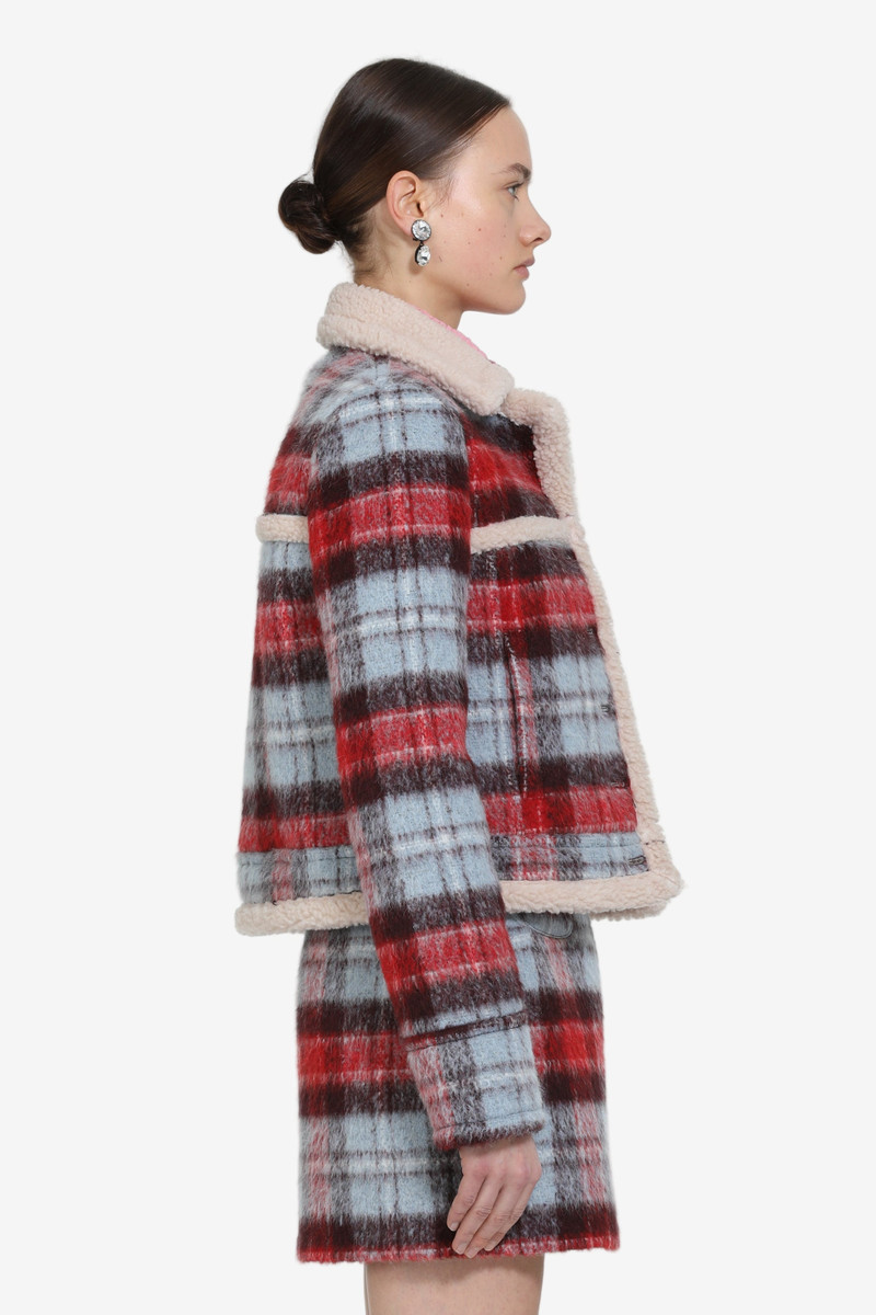 CHECKED JACKET WITH ECO-SHEARLING TRIM 3