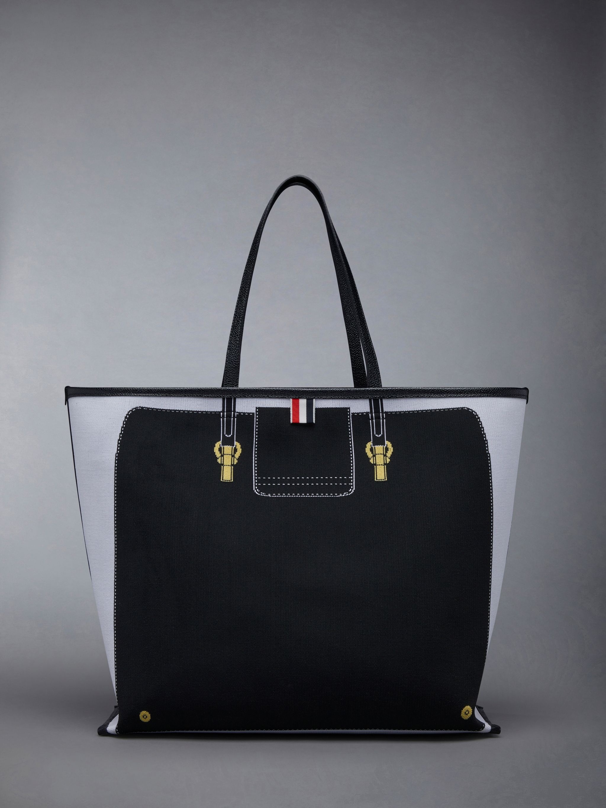 Knit Jacquard Panel Trompe L'oeil Mrs. Thom Soft Tote - 3