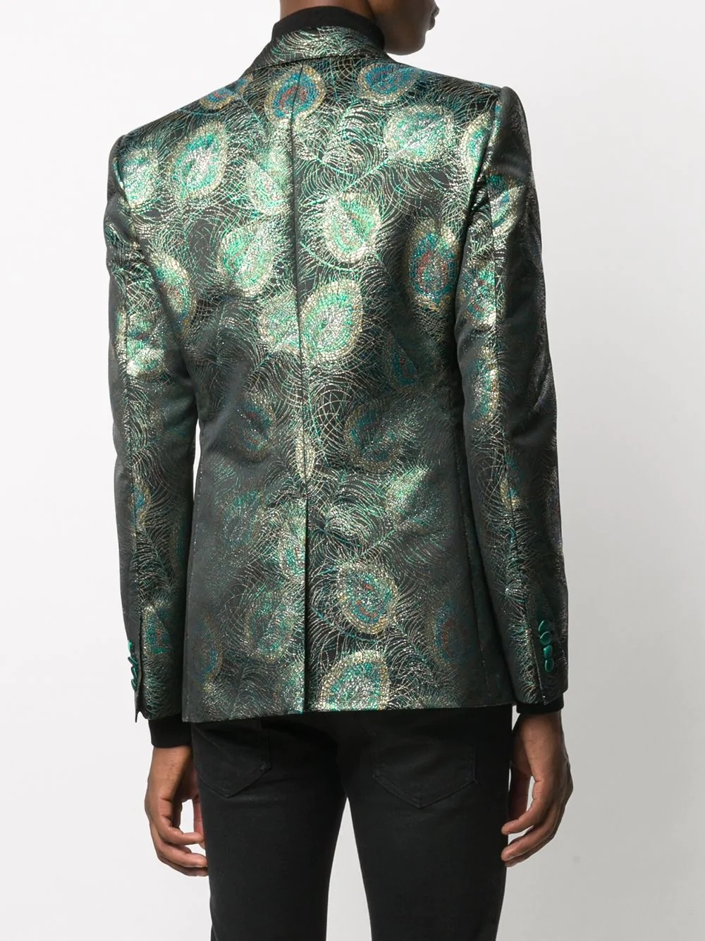 feather jacquard single-breasted blazer - 4