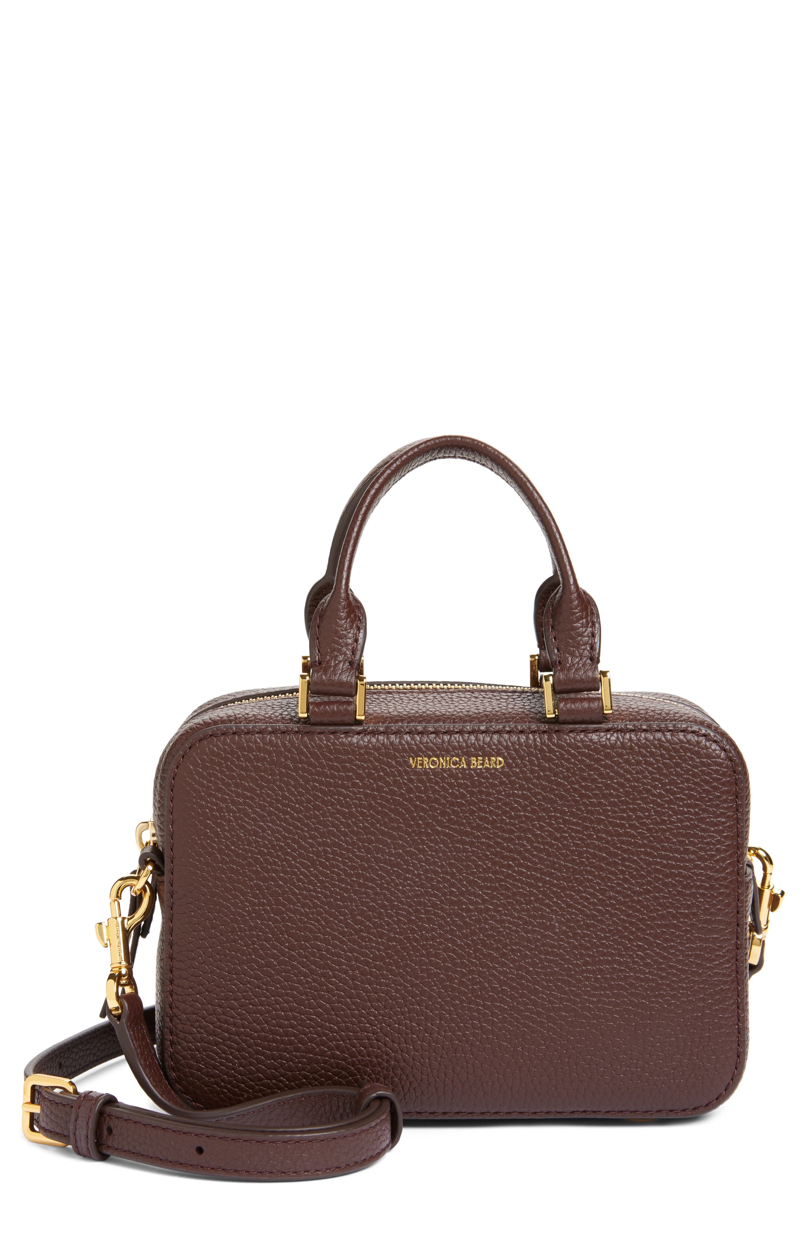 Veronica Beard Boxy Top Handle Leather Bag in Dark Raisin at Nordstrom - 1