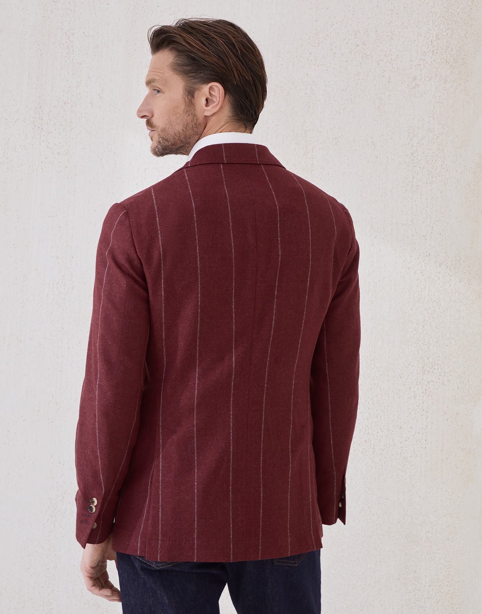 Silk, wool and cashmere flecked chalk stripe flannel deconstructed Cavallo blazer - 2