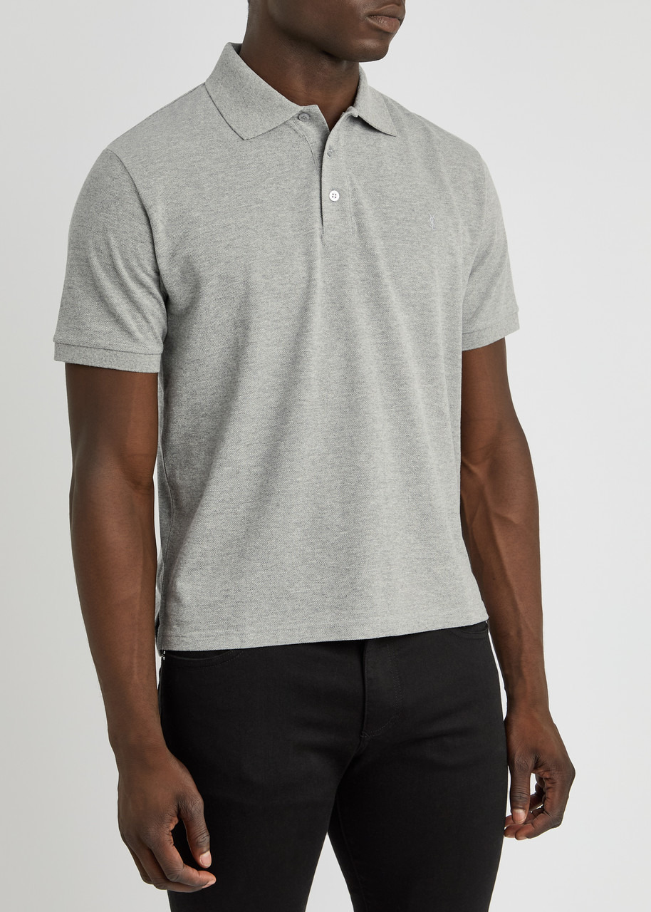 Saint Laurent Logo-embroidered Piqué Cotton Polo Shirt - 2