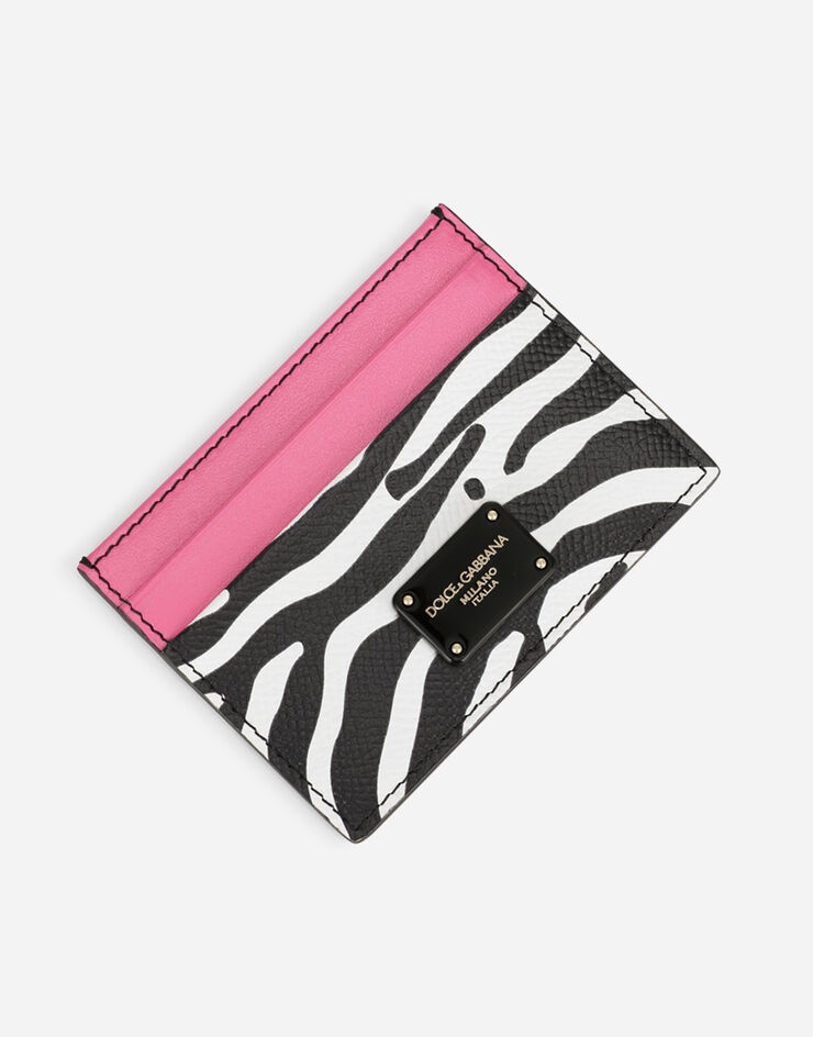 Flamingo-print calfskin card holder - 4