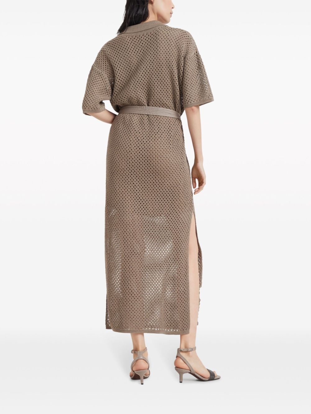 Brunello Cucinelli Cotton Net Dress With Belt - 6