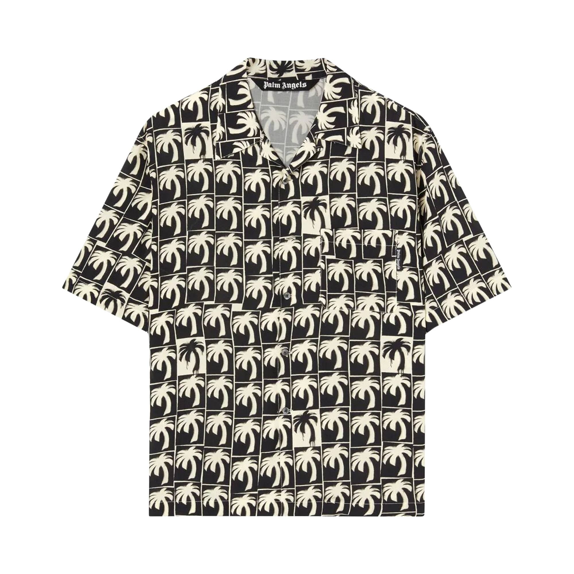 Palm Angels Dripping Palms Bowling Shirt 'Black/Off White' - 1