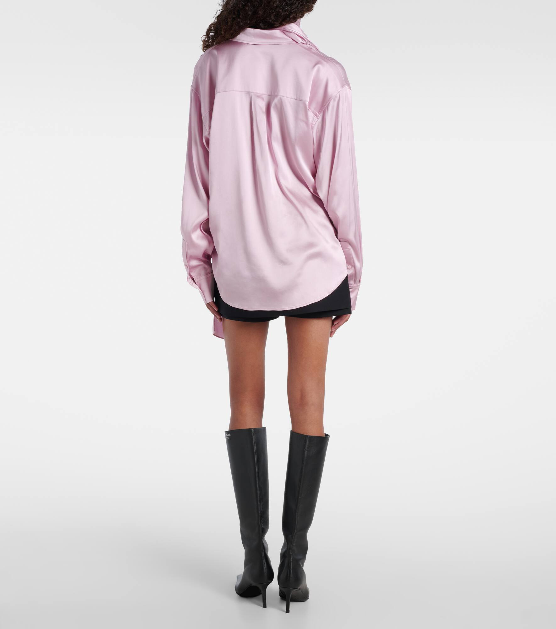 Scarf-detail satin blouse - 3