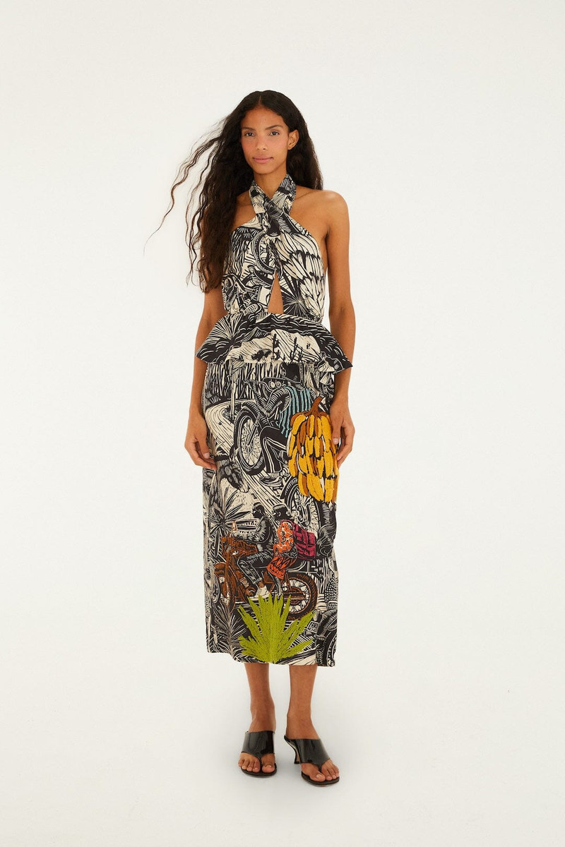 FARM RIO Ruta Beige Embroidered Lenzing Ecovero Euroflax Maxi Dress outlook