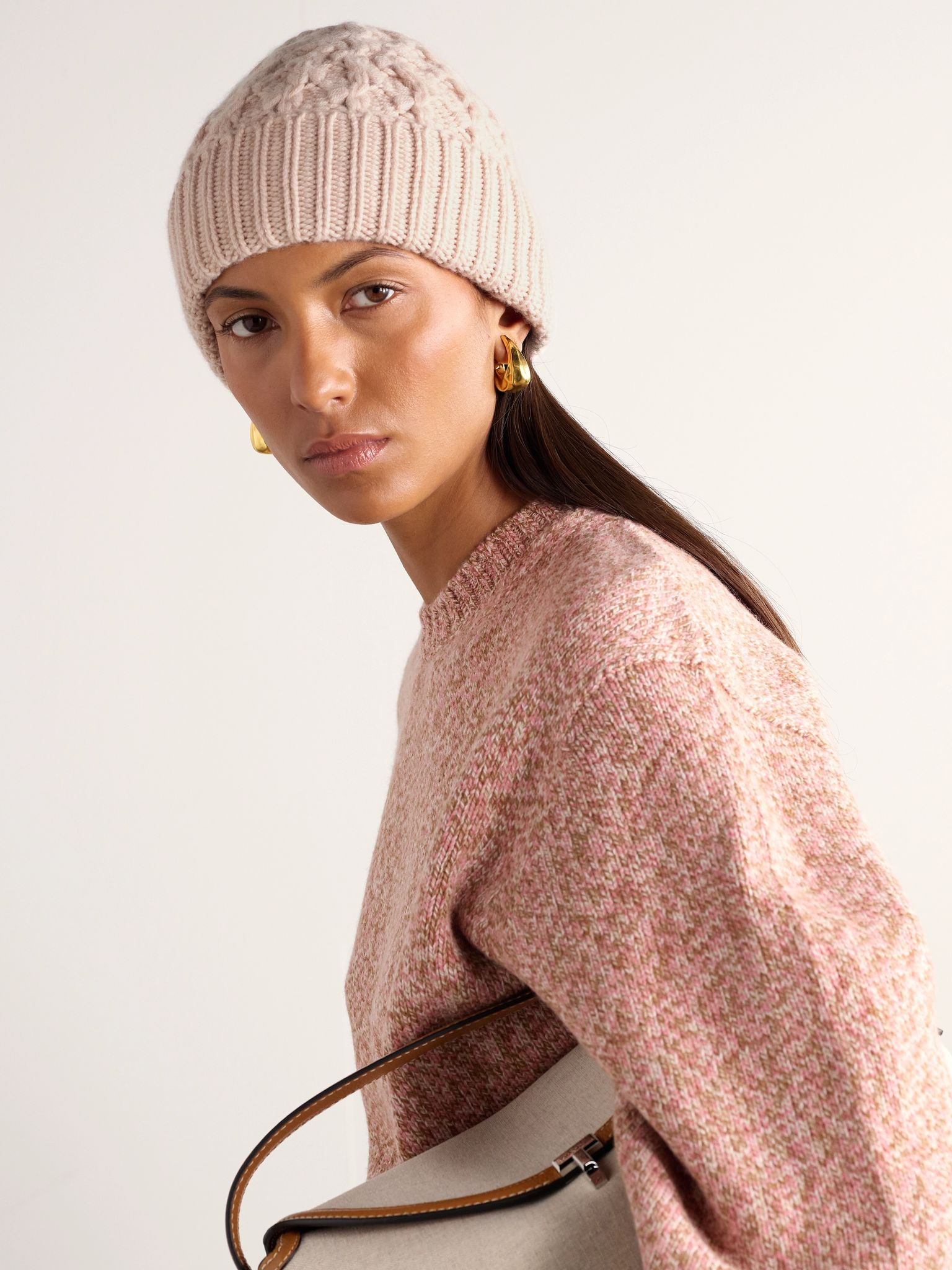 Vallé cable-knit cashmere beanie Blush - 2