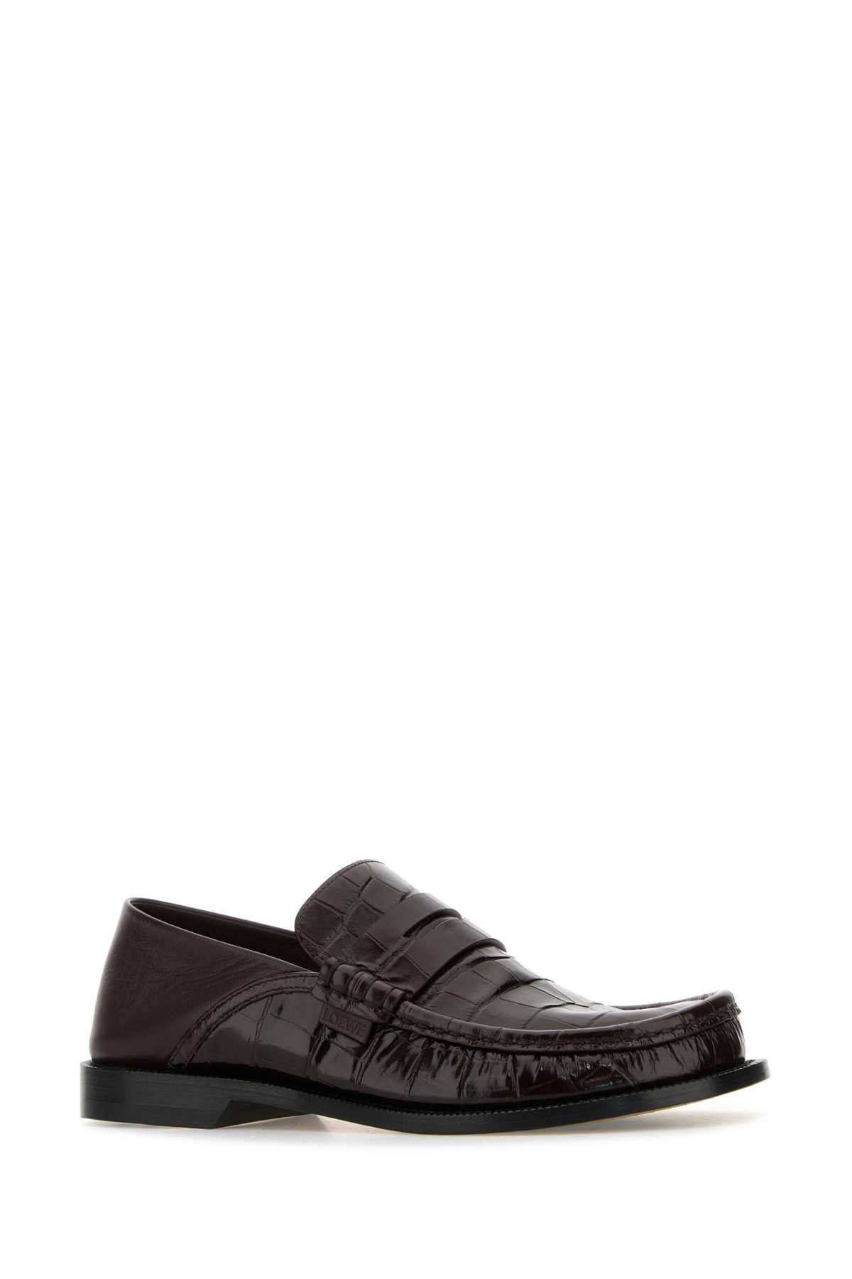 Loewe Women Burgundy Leather Campo Loafers - 2